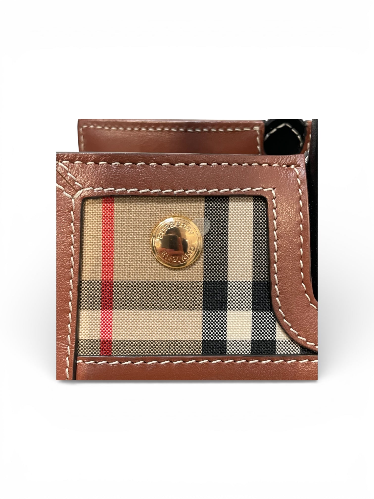 BURBERRY LONDON/Hand Bag/Glen Check/Leather/BLK/small two-handle title view 6