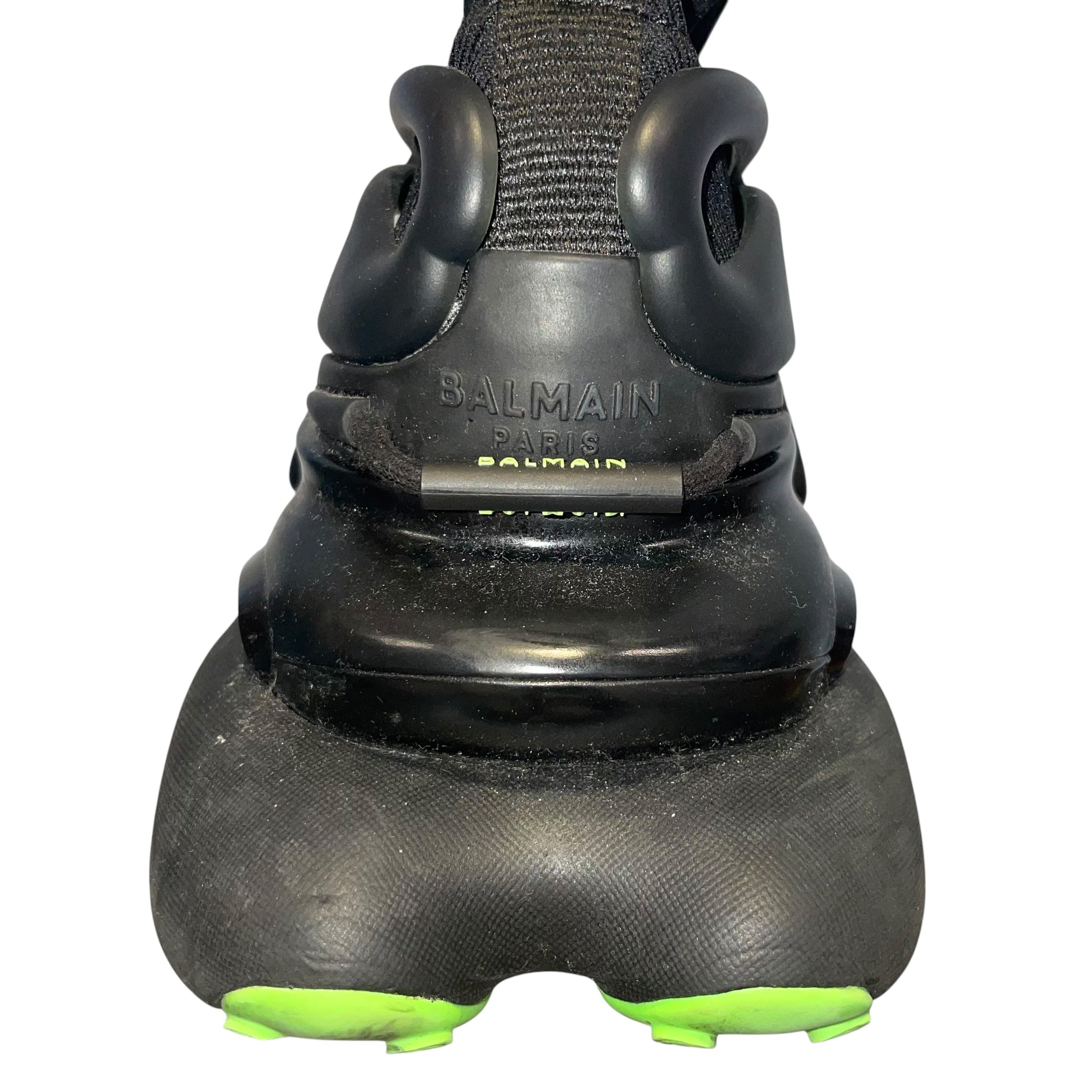 BALMAIN/Hi-Sneakers/US 10/Cotton/BLK/neon grn/high sock view 5