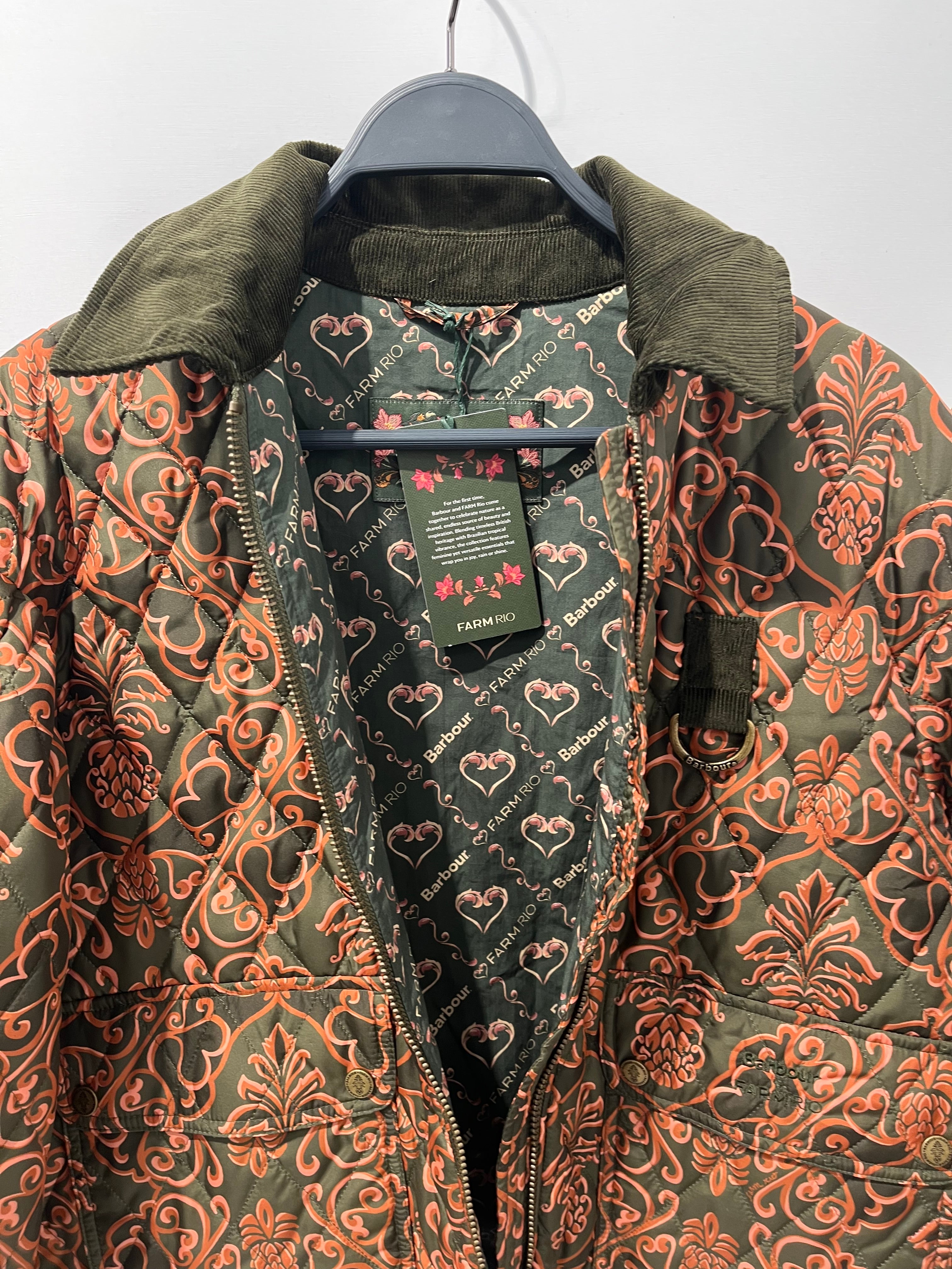 FARM Rio/Barbour/Jacket/S/Floral Pattern/Nylon/GRN/FLORAL QUILTED CROPPED JTK view 7