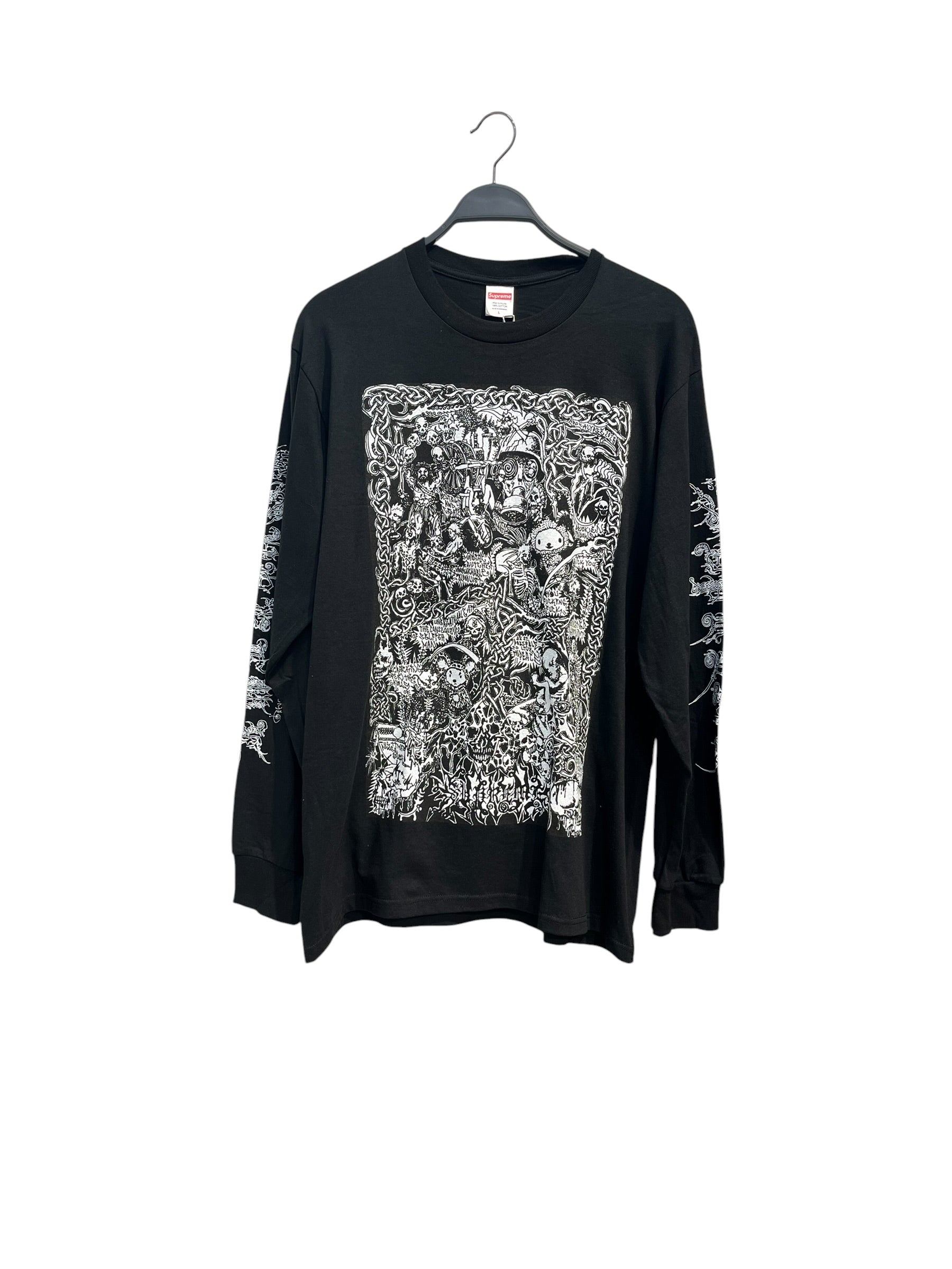 Supreme/LS T-Shirt/L/Cotton/BLK/All Over Print/WOMBAT LS TEE view 1