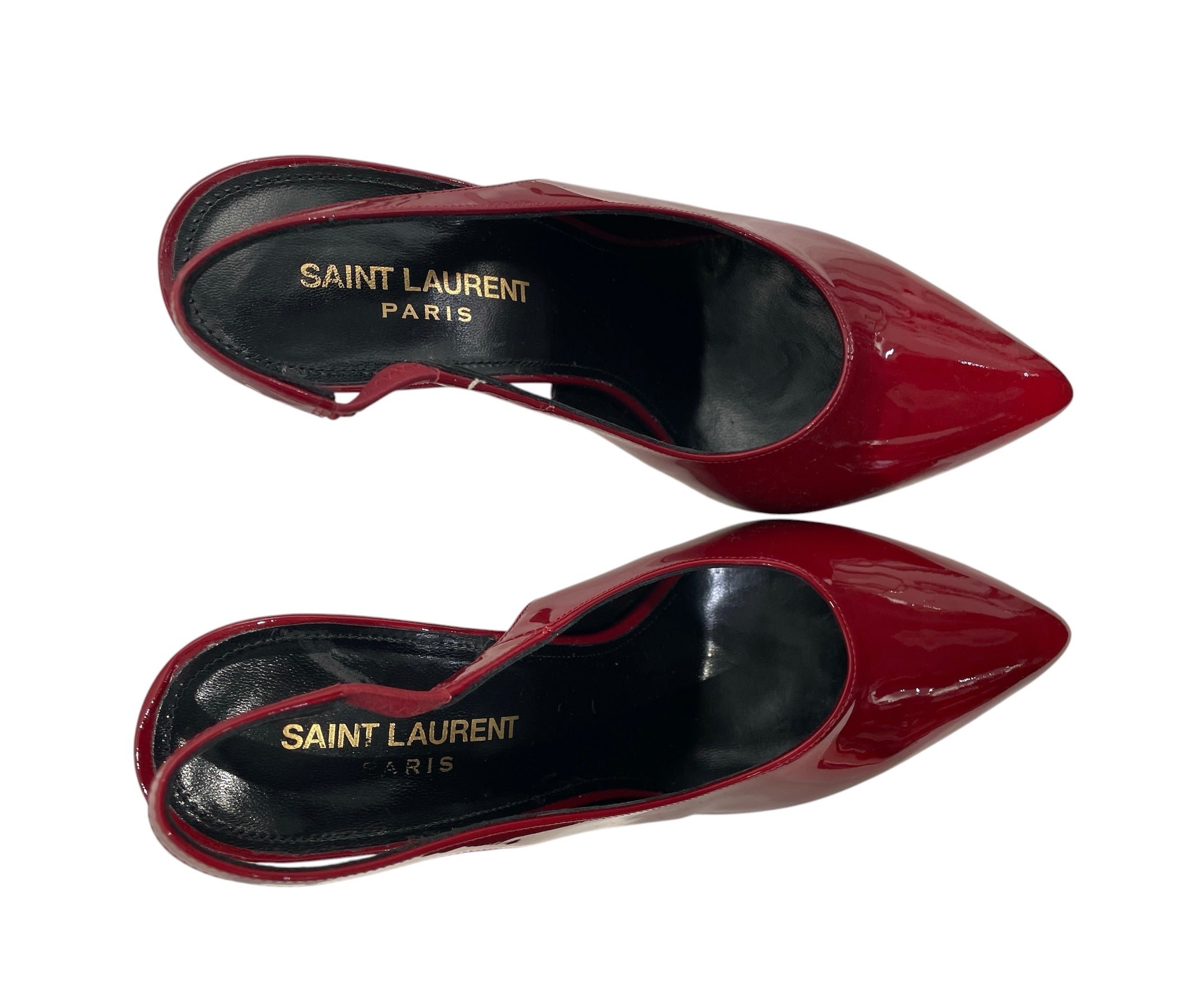 SAINT LAURENT/Heels/EU 38.5/Leather/RED/Patent/SLINGBACK HEEL view 3