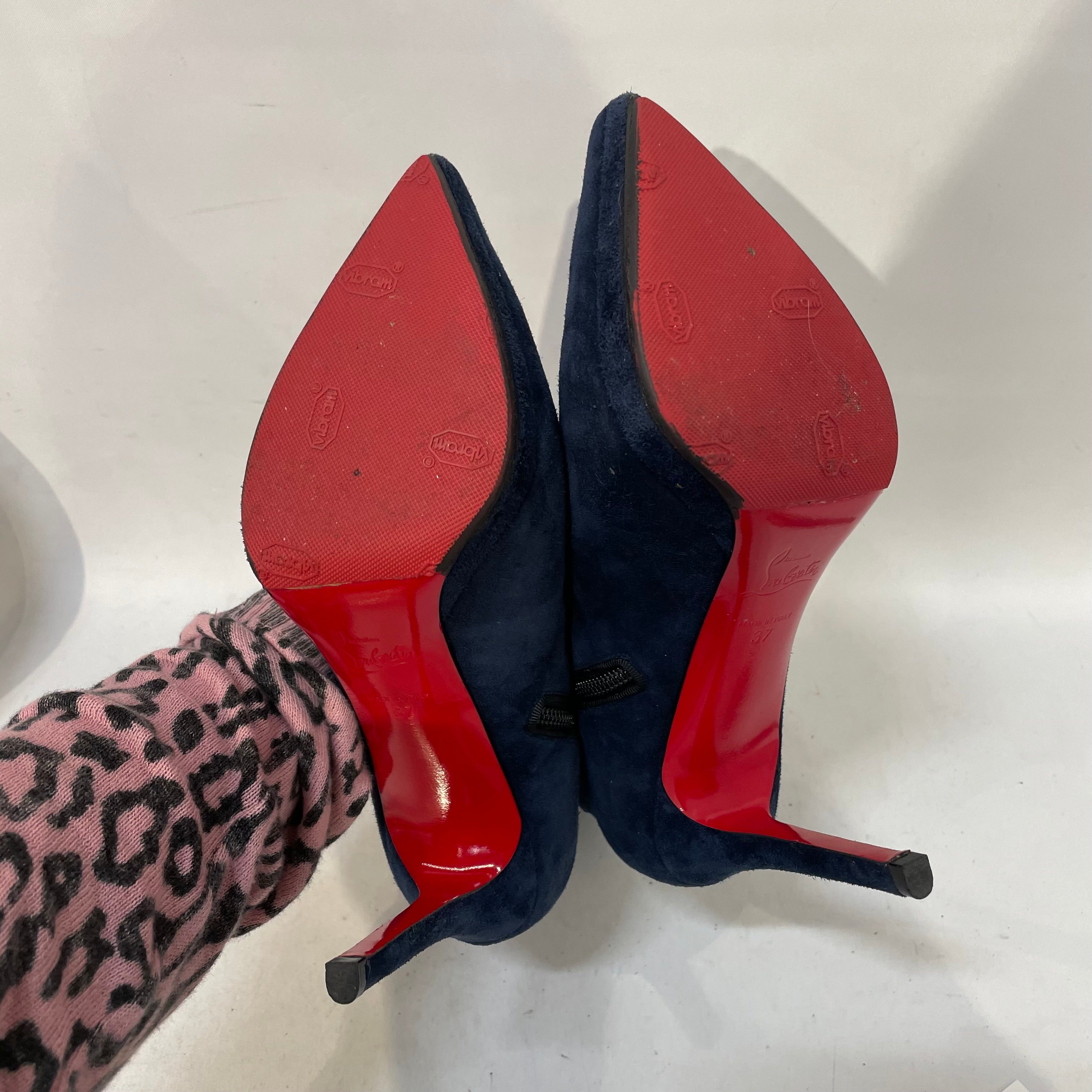 Christian Louboutin/Lace Up Boots/EU 37/Suede/NVY/Side Zip/Circus Nana 100 view 5