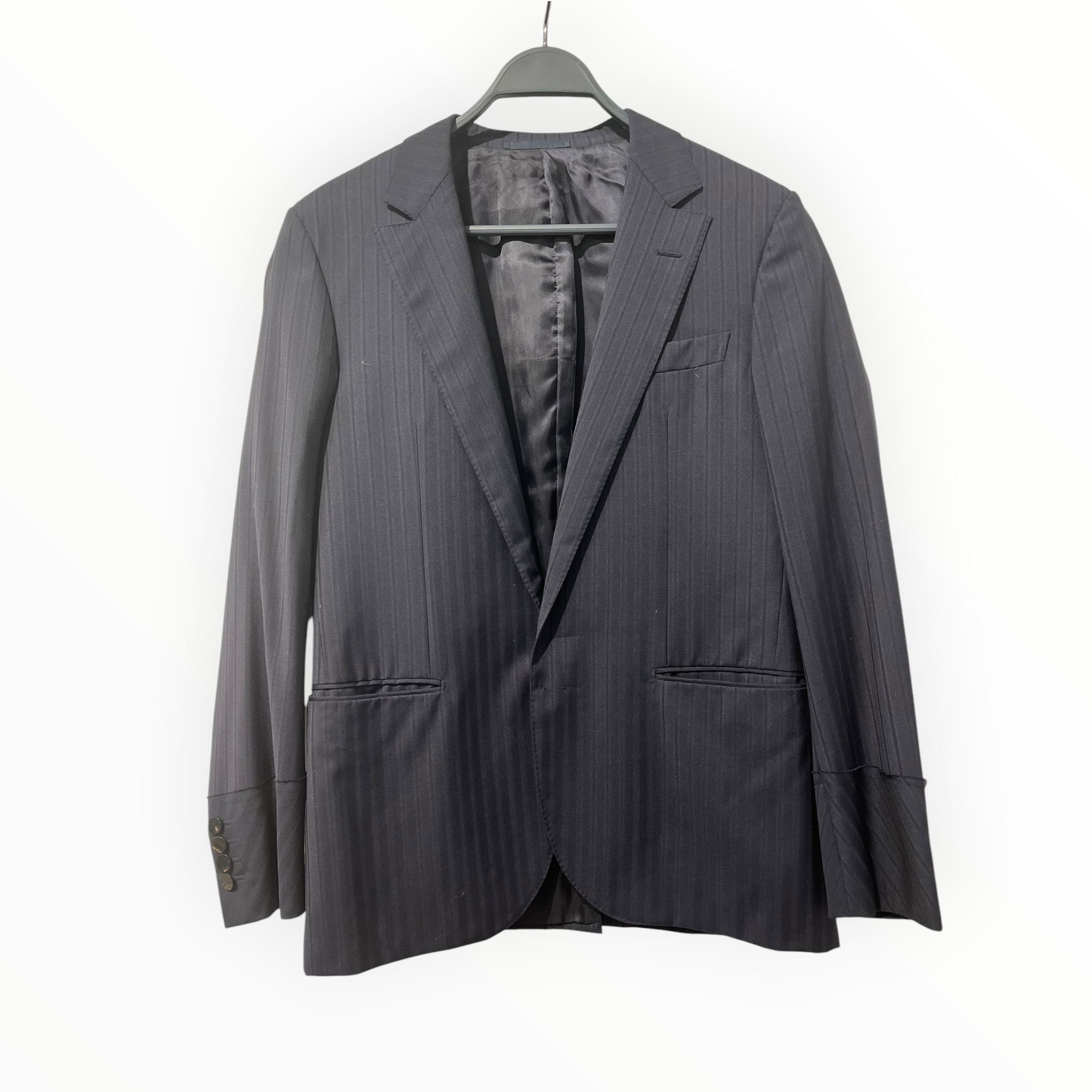 LANVIN/Tailored Jkt/48/Wool/NVY/Stripe/M01VG103 view 1