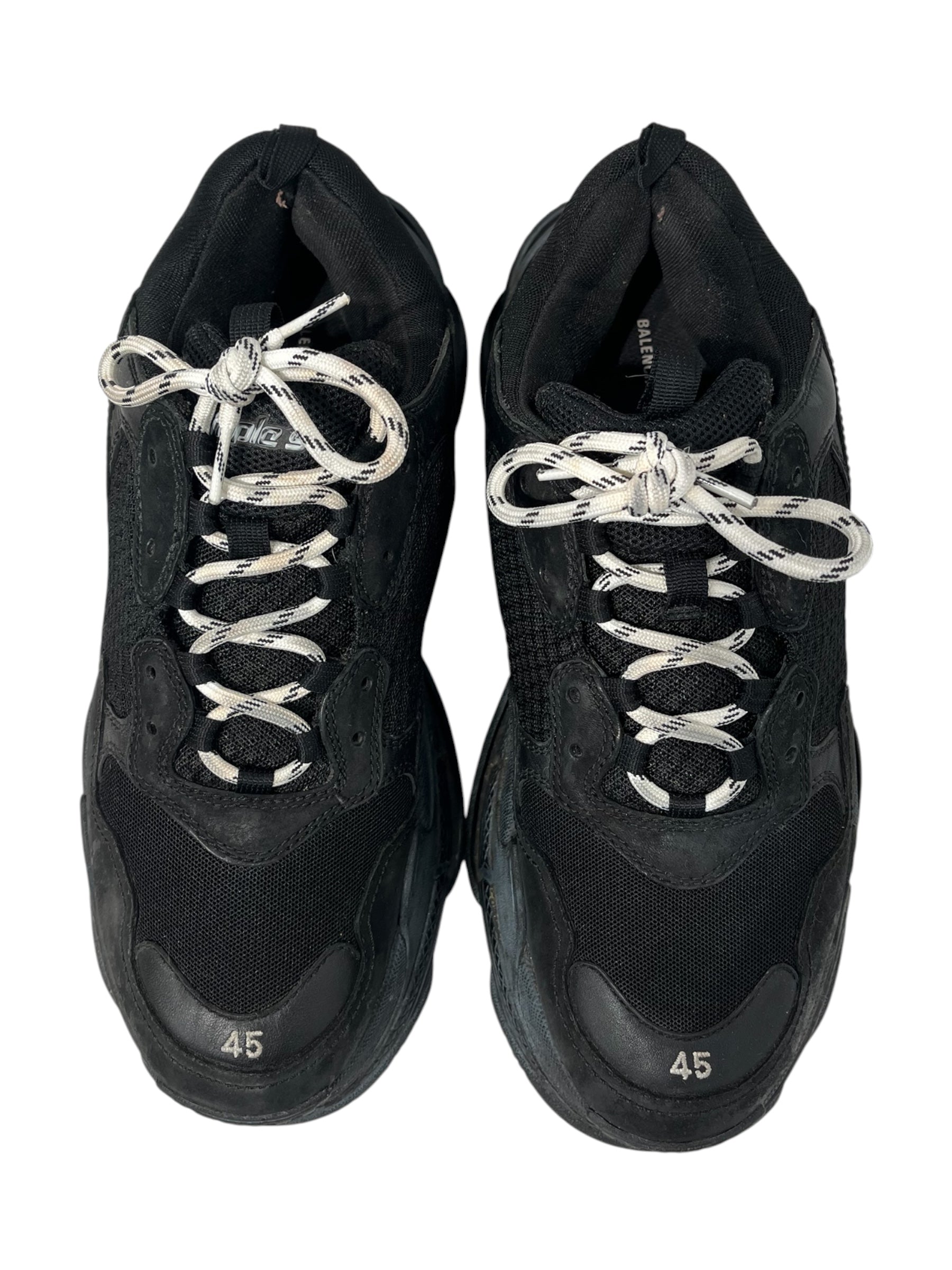 BALENCIAGA/Low-Sneakers/US 12/Cotton/BLK/TRIPLE S ALL BLACK 12 view 5