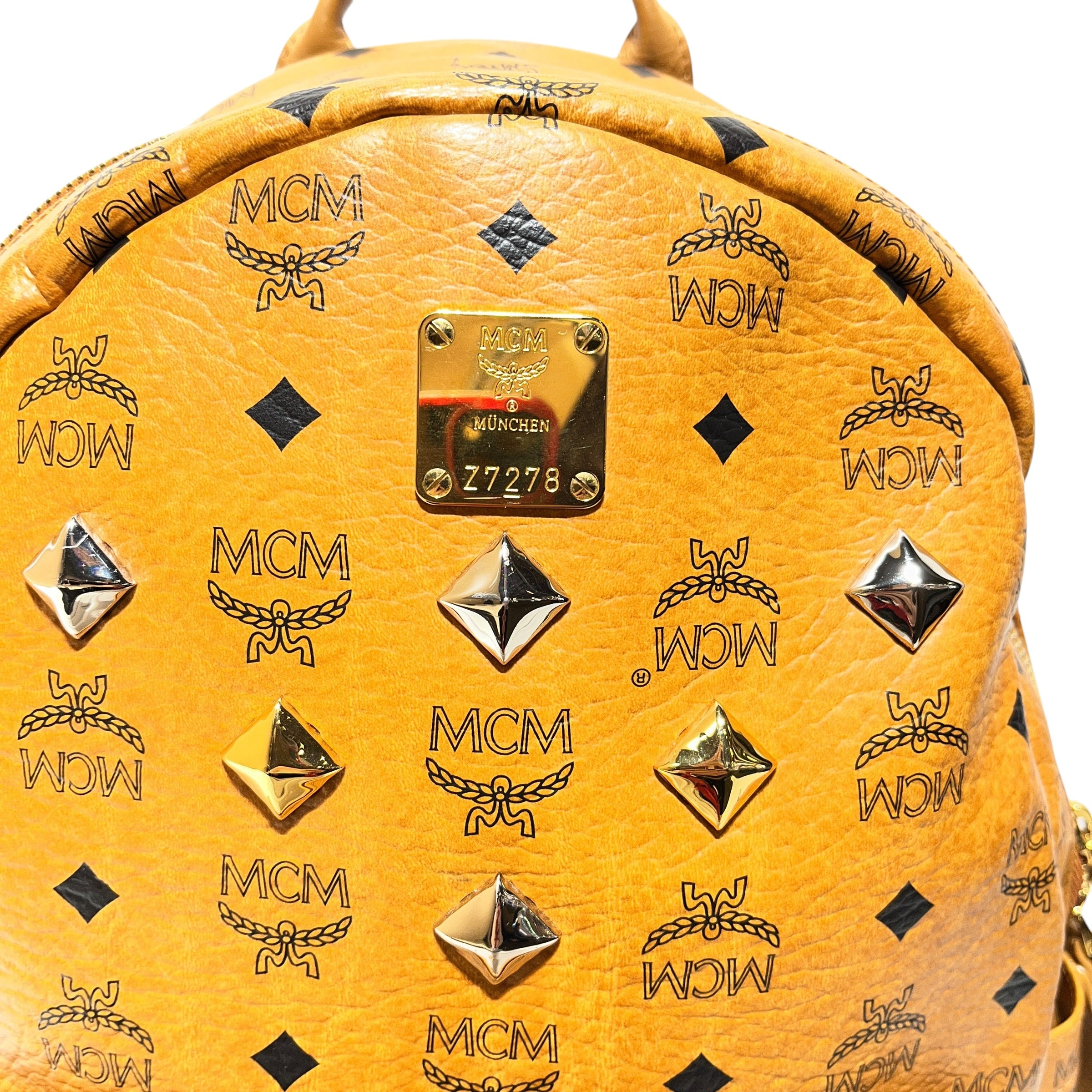 MCM/Backpack/Leather/RED/Studded Backpack view 3