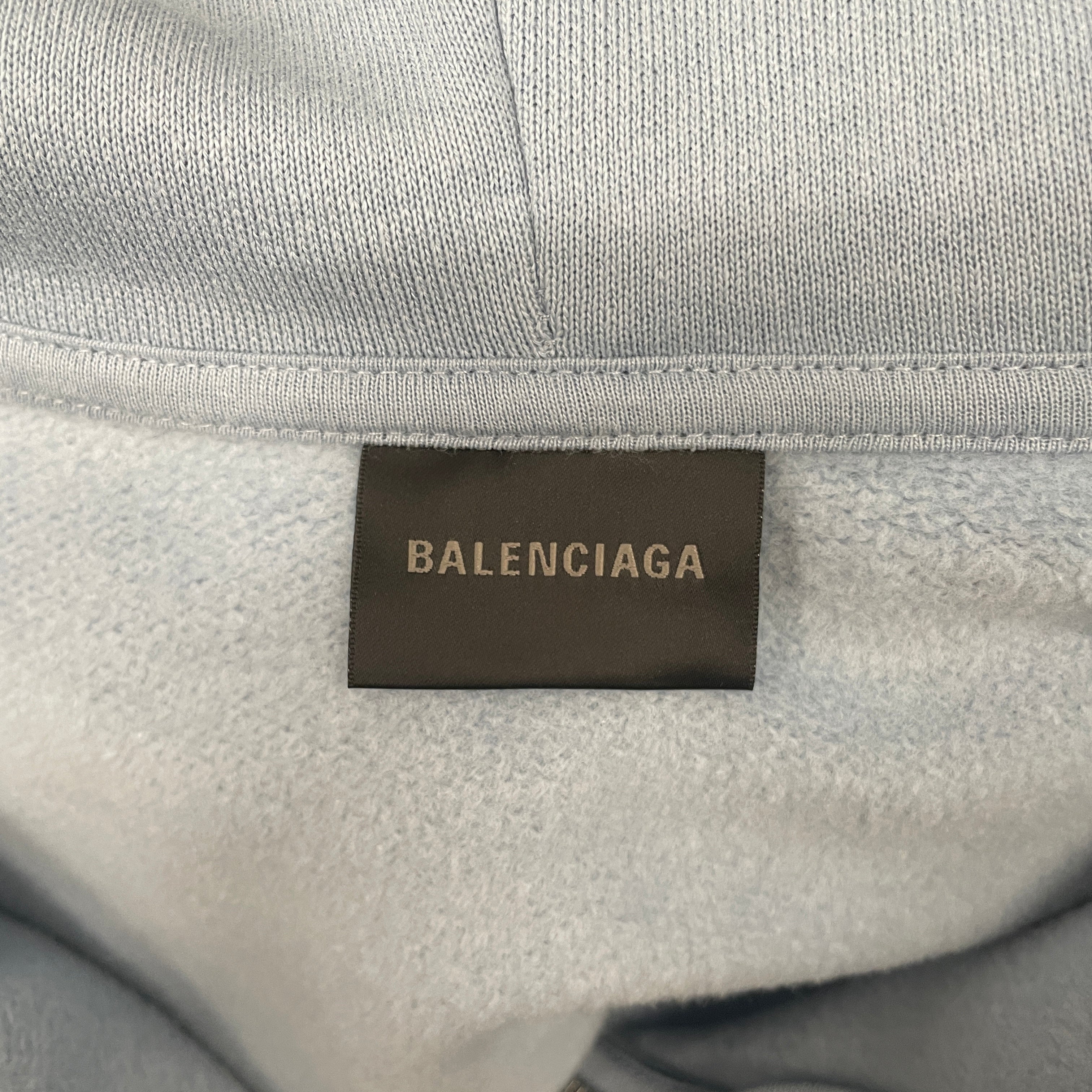 BALENCIAGA/Zip Up Hoodie/L/Cotton/BLU/LIGHT BLUE/WHITE LOGO/NWT view 3