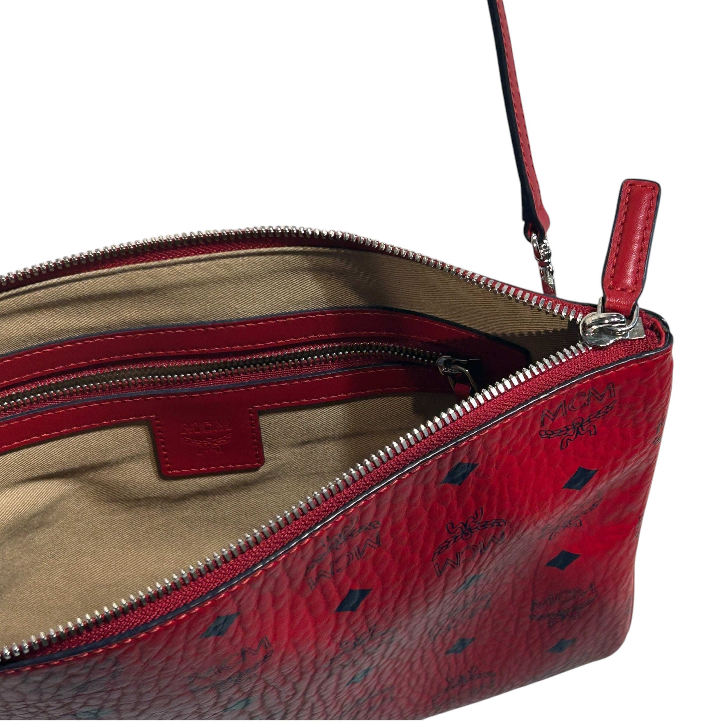 MCM/Cross Body Bag/Monogram/Leather/RED/viestos pouch crossbody view 6
