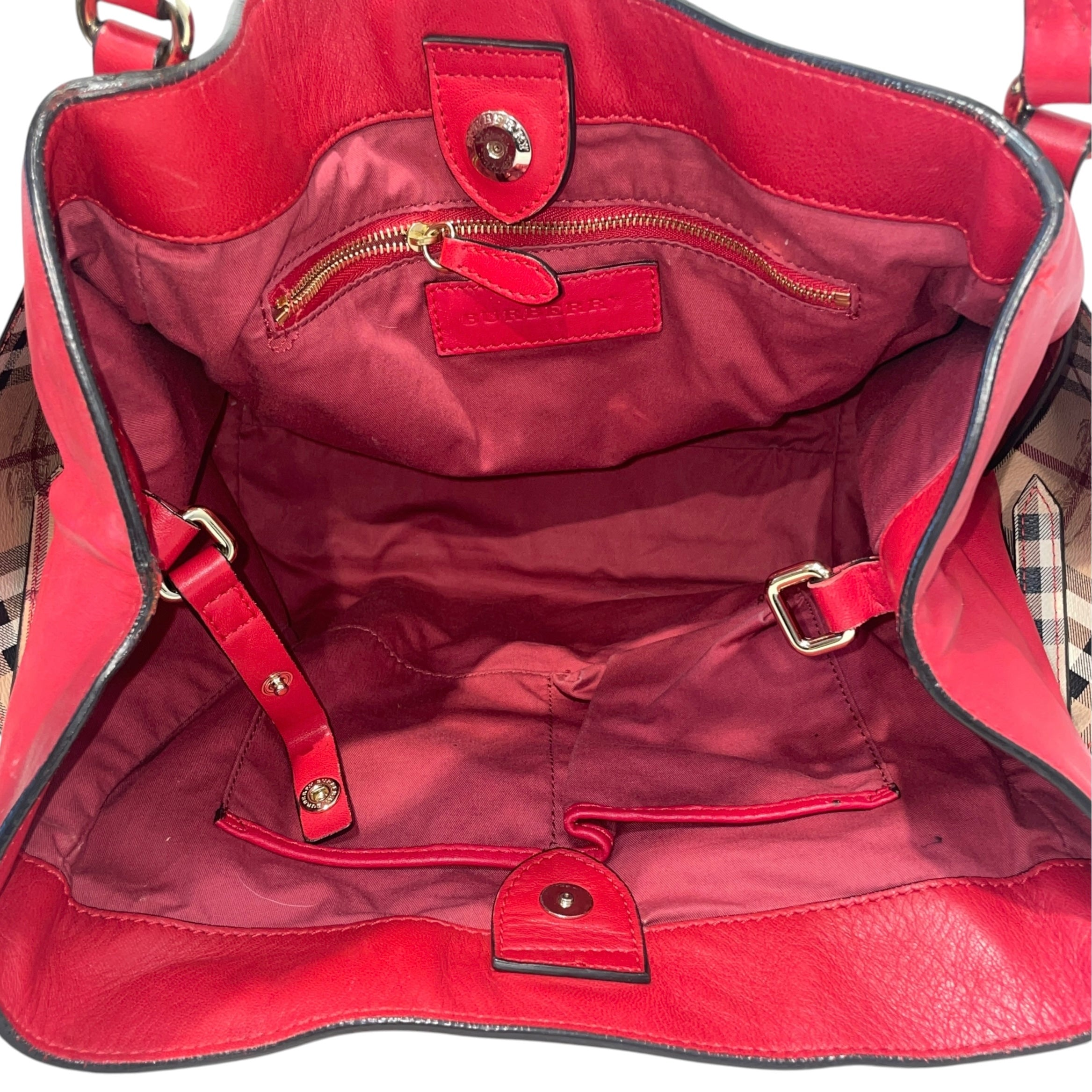 BURBERRY/Bag/Leather/RED/Nova check Lined Bag view 4