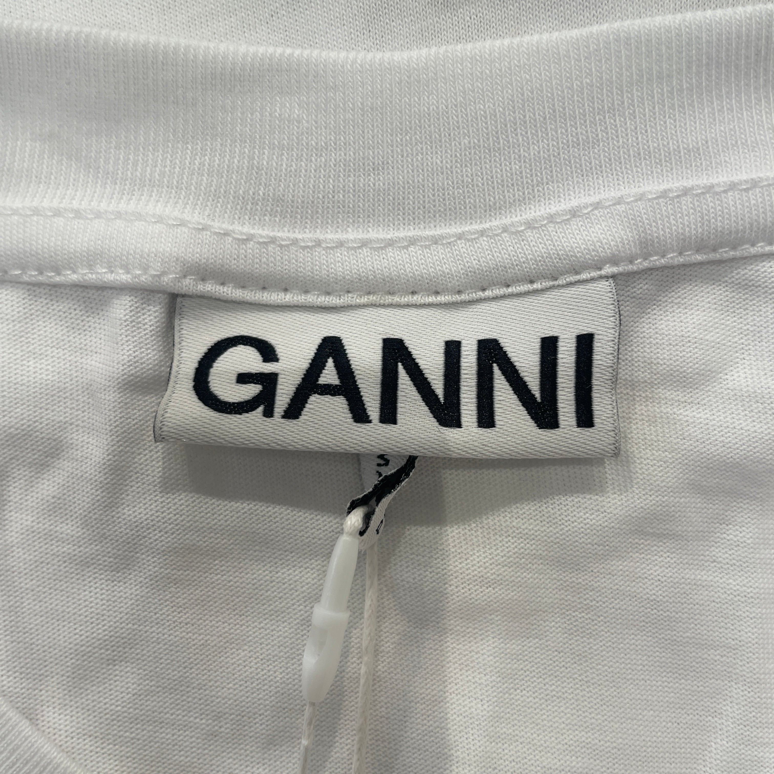 GANNI/LS T-Shirt/XS/Cotton/WHT/cat tim traveler view 3