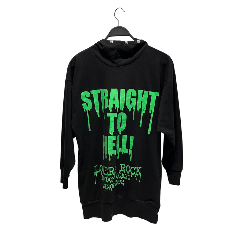 Lovers Rock/Hoodie/Graphic/Cotton/BLK/devil horns straight to hell