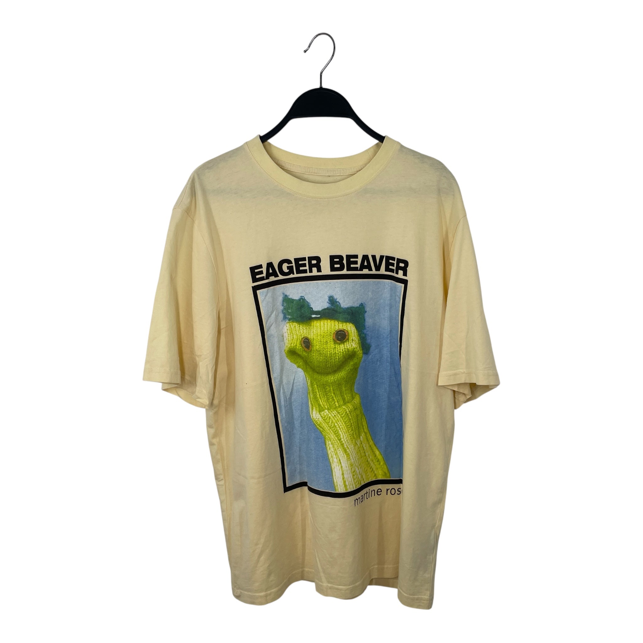 MARTINE ROSE/T-Shirt/M/Cotton/YEL/Graphic/EAGER BEAVER HAND PUPPET view 1