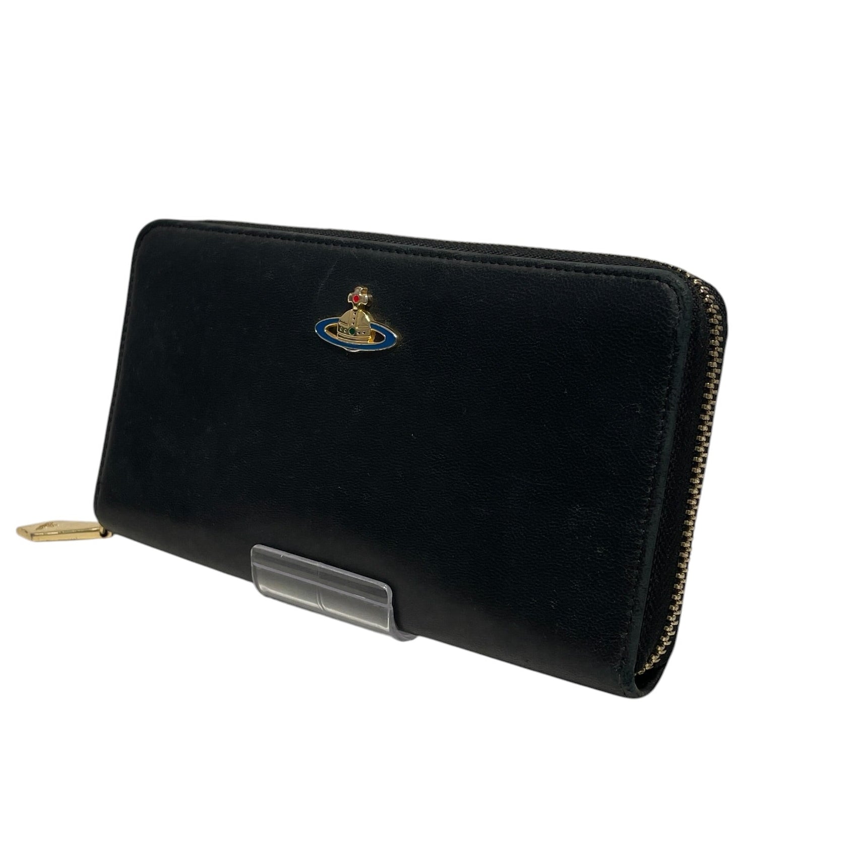 Vivienne Westwood/Long Wallet/BLK/L's/Gold orb w/ blue ring view 1