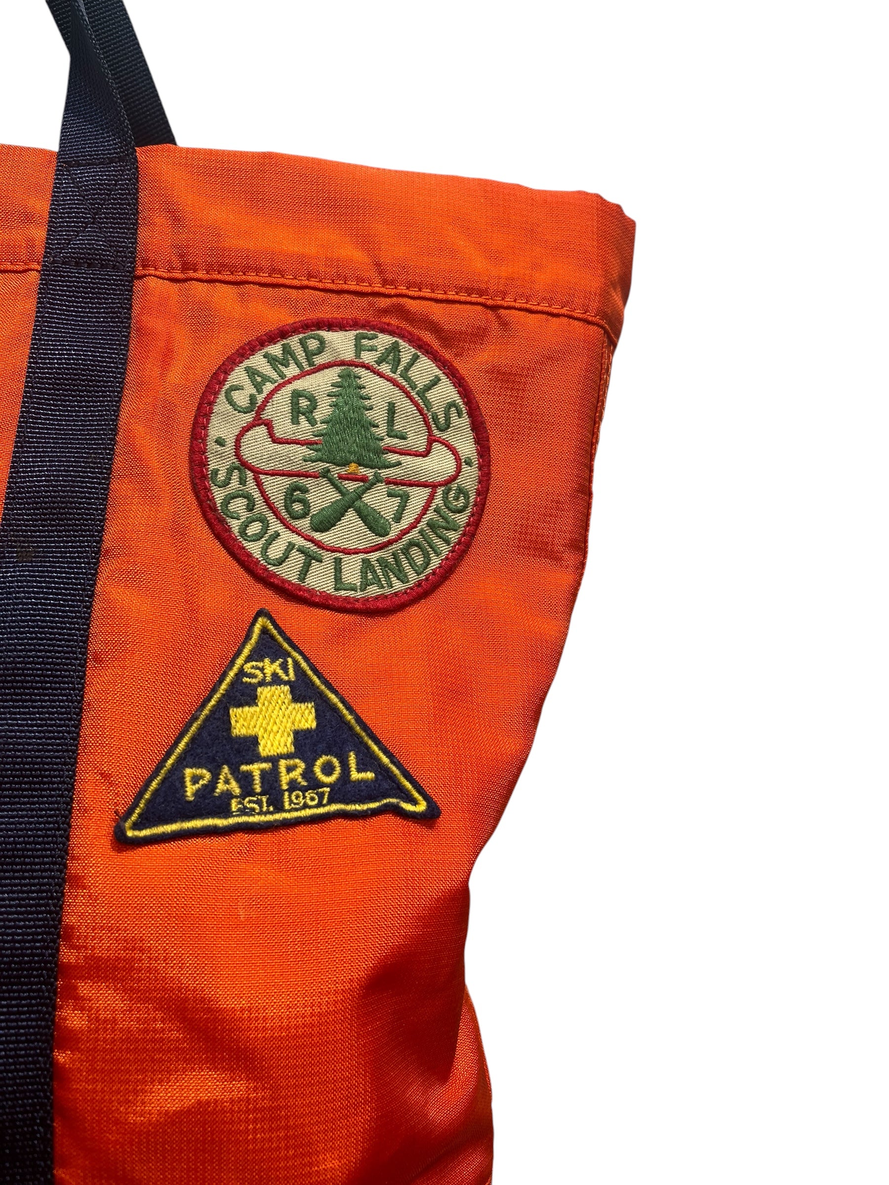 POLO RALPH LAUREN/Tote Bag/Nylon/ORN/camping patches, blue handle view 7