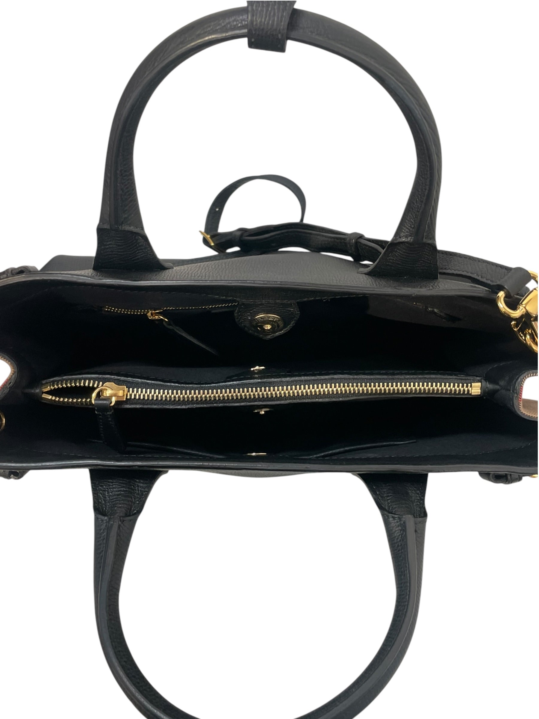 BURBERRY/Hand Bag/Leather/BLK/banner check sides view 4