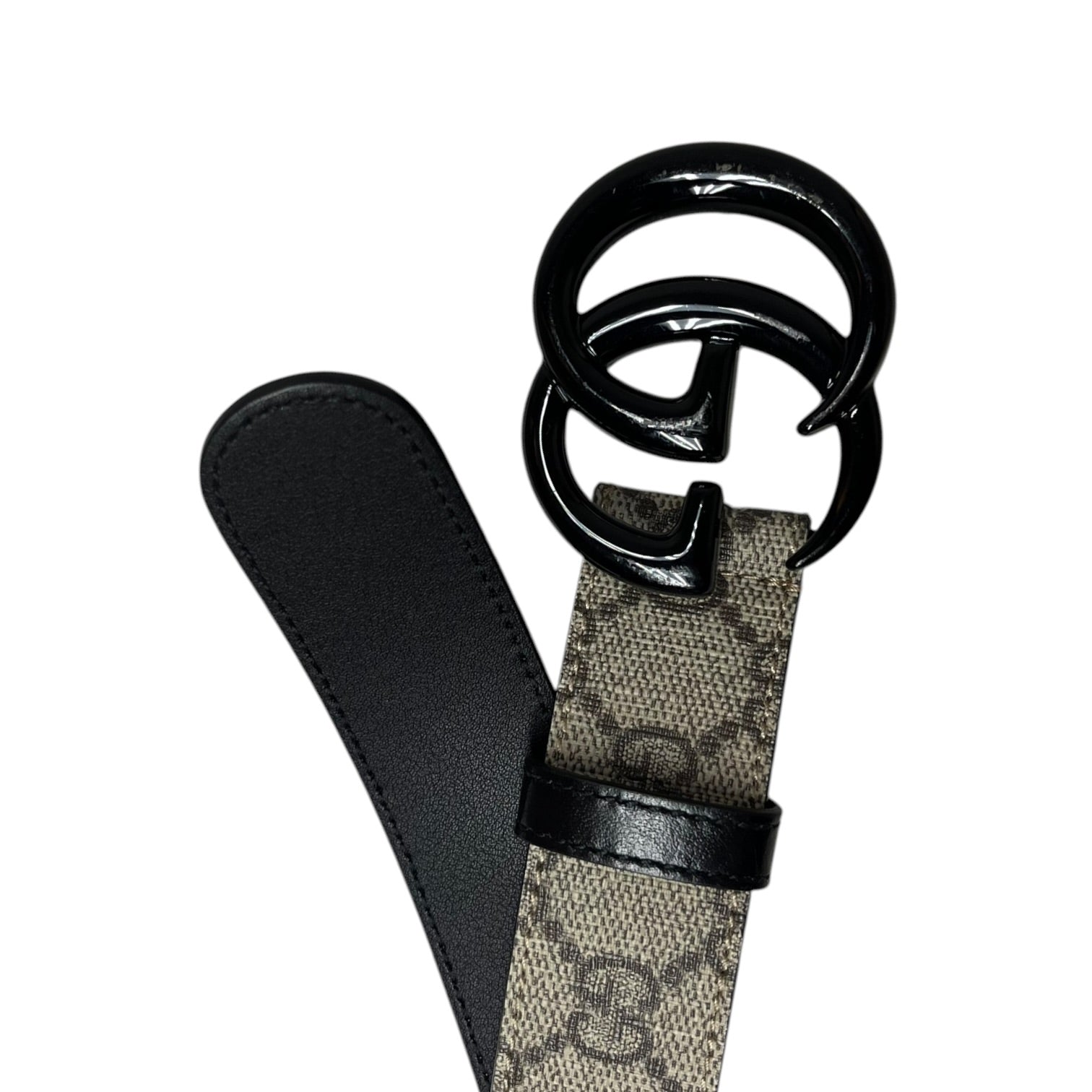 GUCCI/Belt/Monogram/Leather/KHK/L's/GG Marmont Supreme (b) buckle view 2