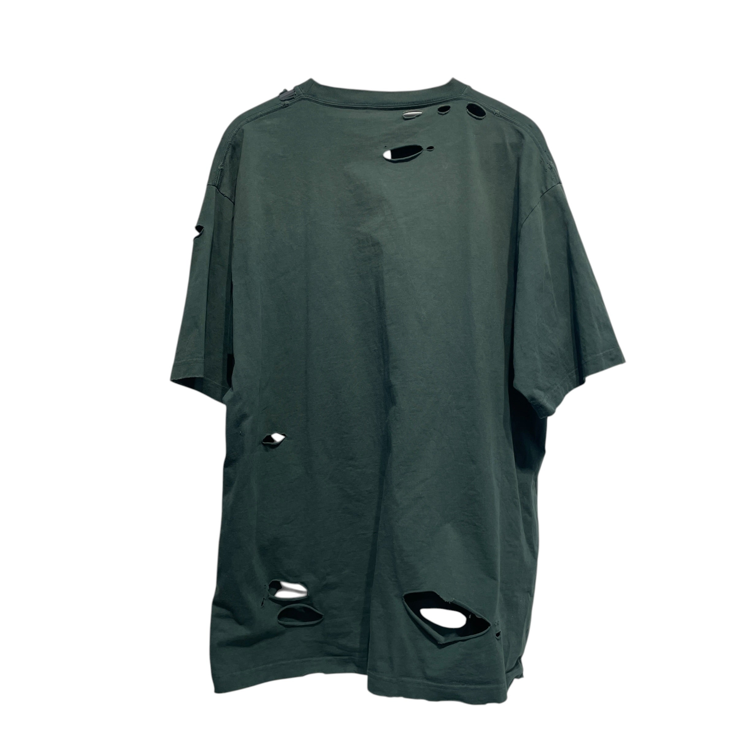 BALENCIAGA/T-Shirt/XS/Cotton/GRN/distressed w holes view 2