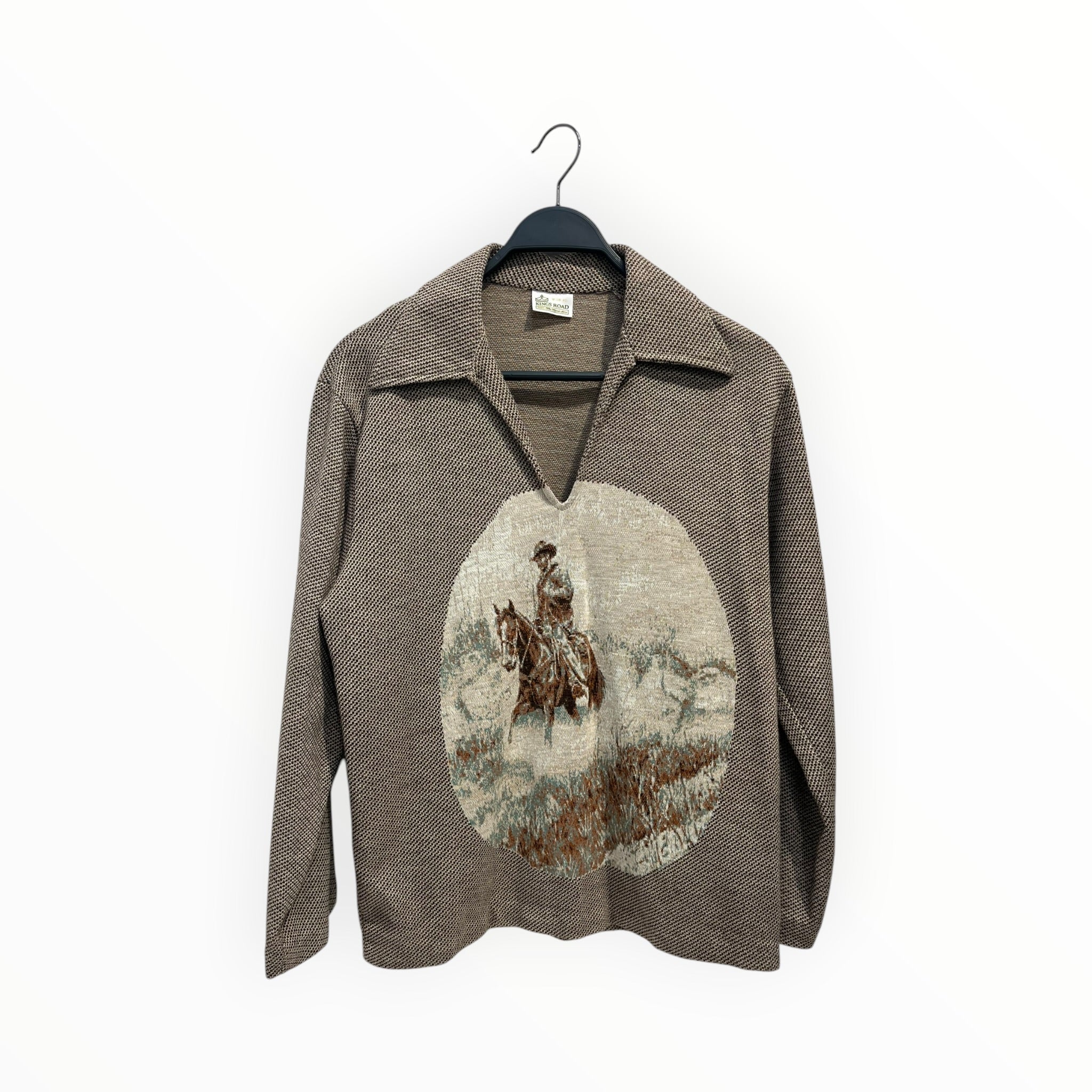 Vintage/Sweater/M/Graphic/Cotton/BEG/COWBOY KNIT SWEATER