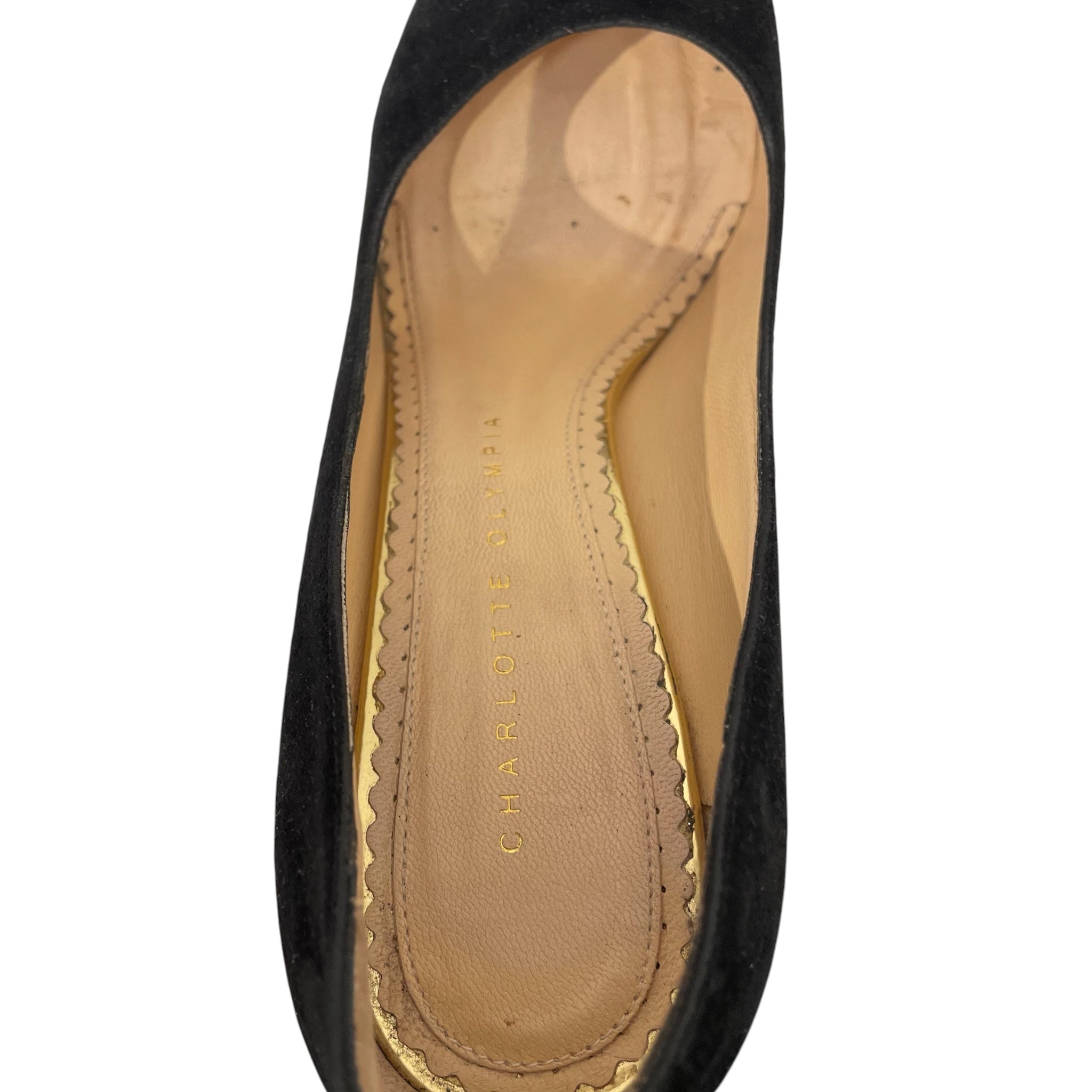 Charlotte Olympia/Heels/EU 37.5/Suede/BLK/DOLLY PUMPS GOLD view 3