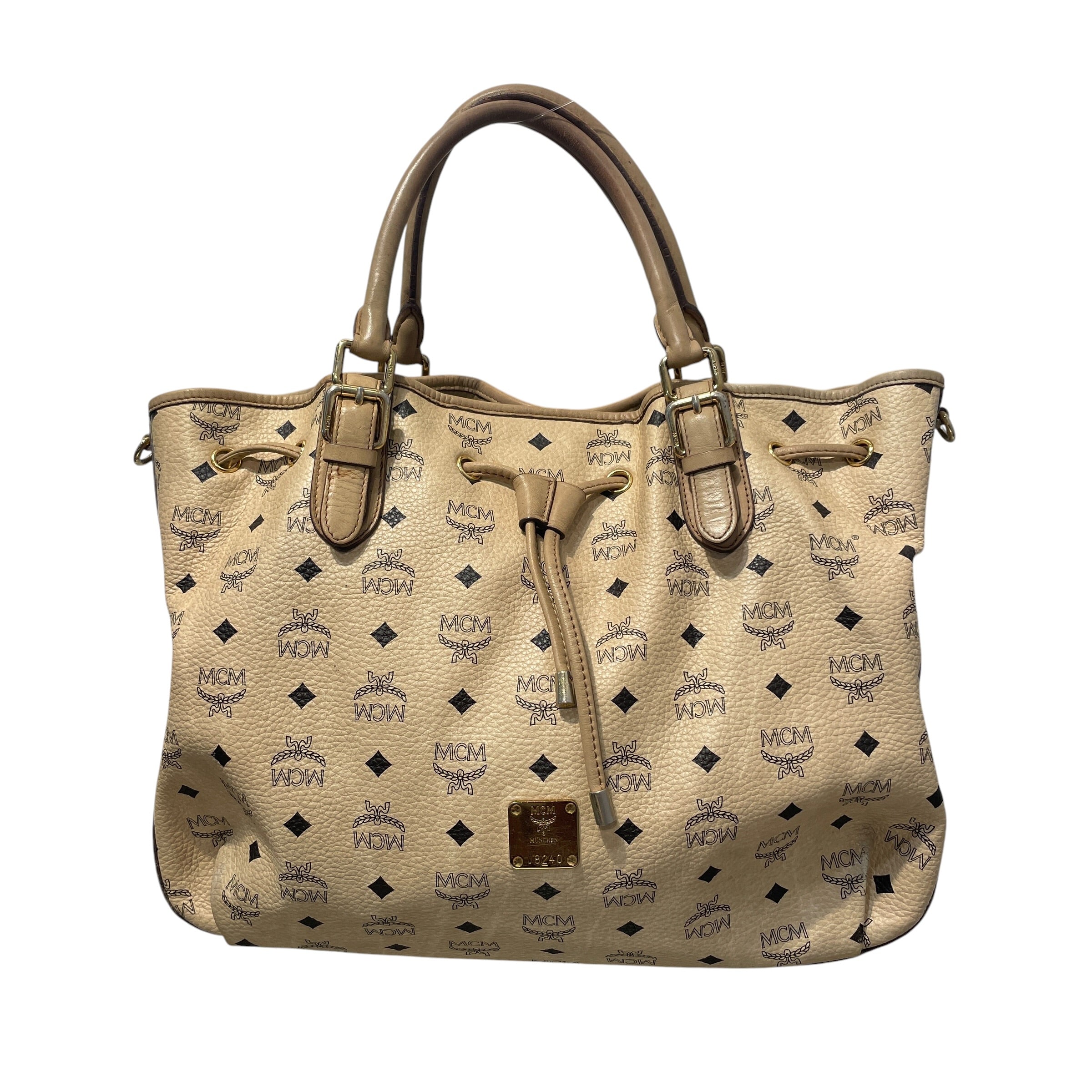 MCM/Hand Bag/Monogram/Leather/BEG/Drawstring Tote view 1
