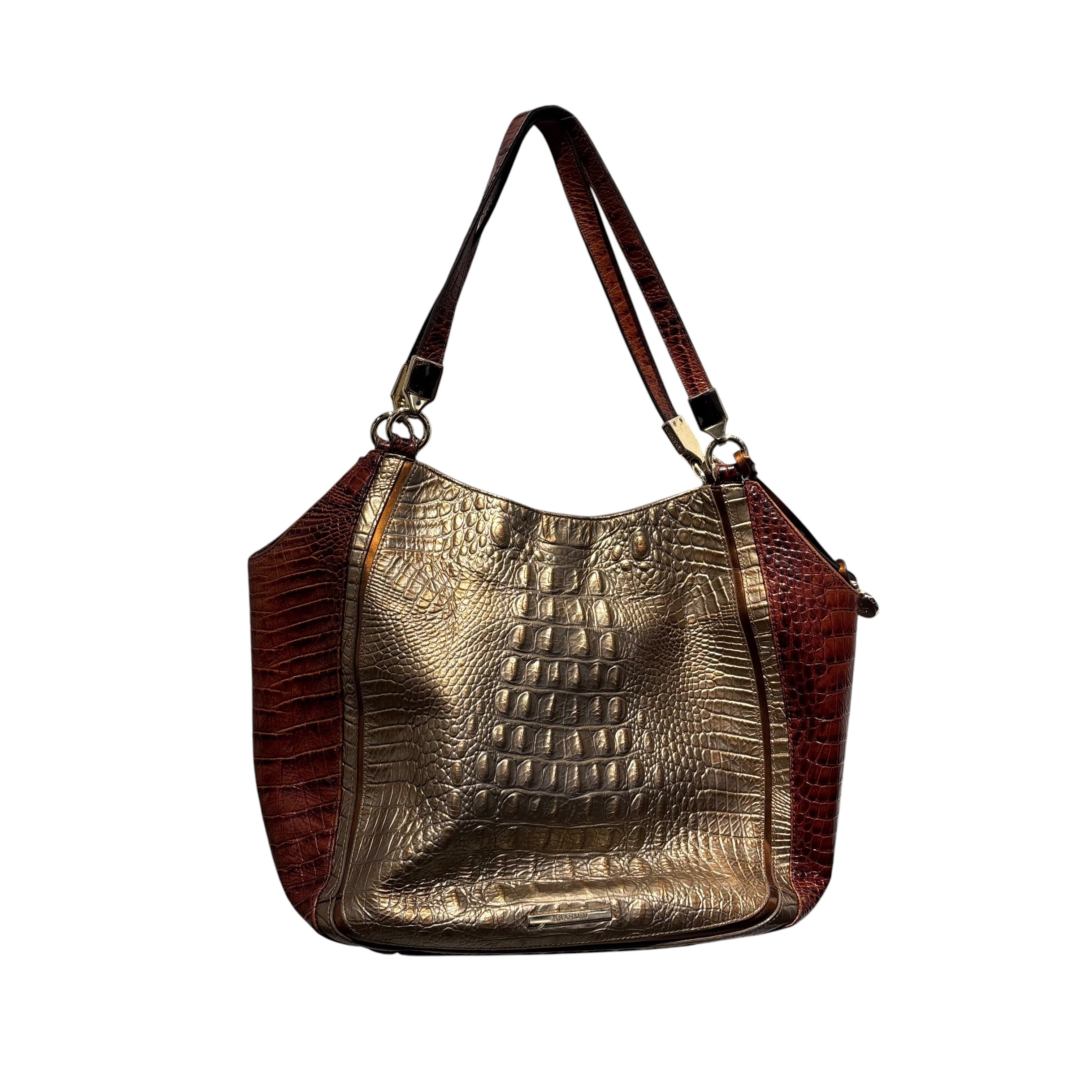 Brahmin/Bag/Leather/GLD/Pecan Croc Leather Marianna view 1