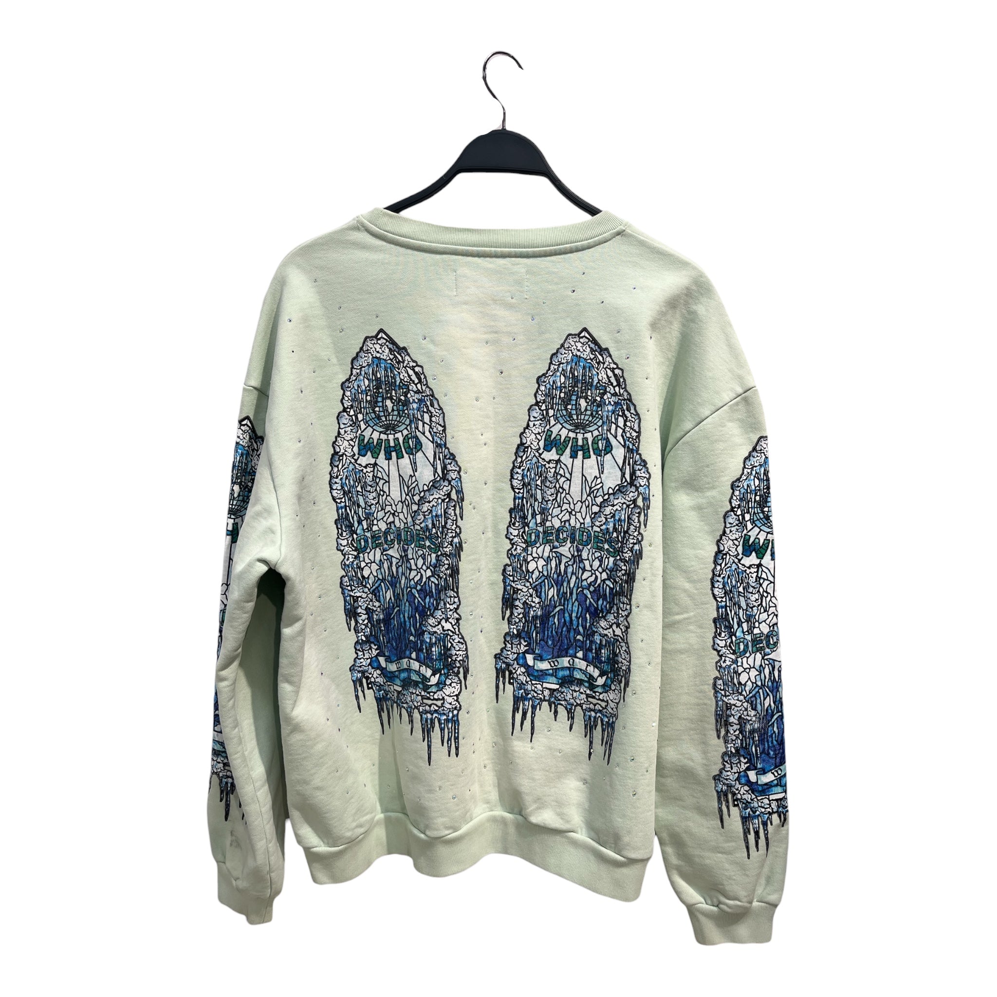 WHO DECIDES WAR/Sweater/S/Graphic/Cotton/GRN/BLU STAIN GLASS GRAPHICS view 2