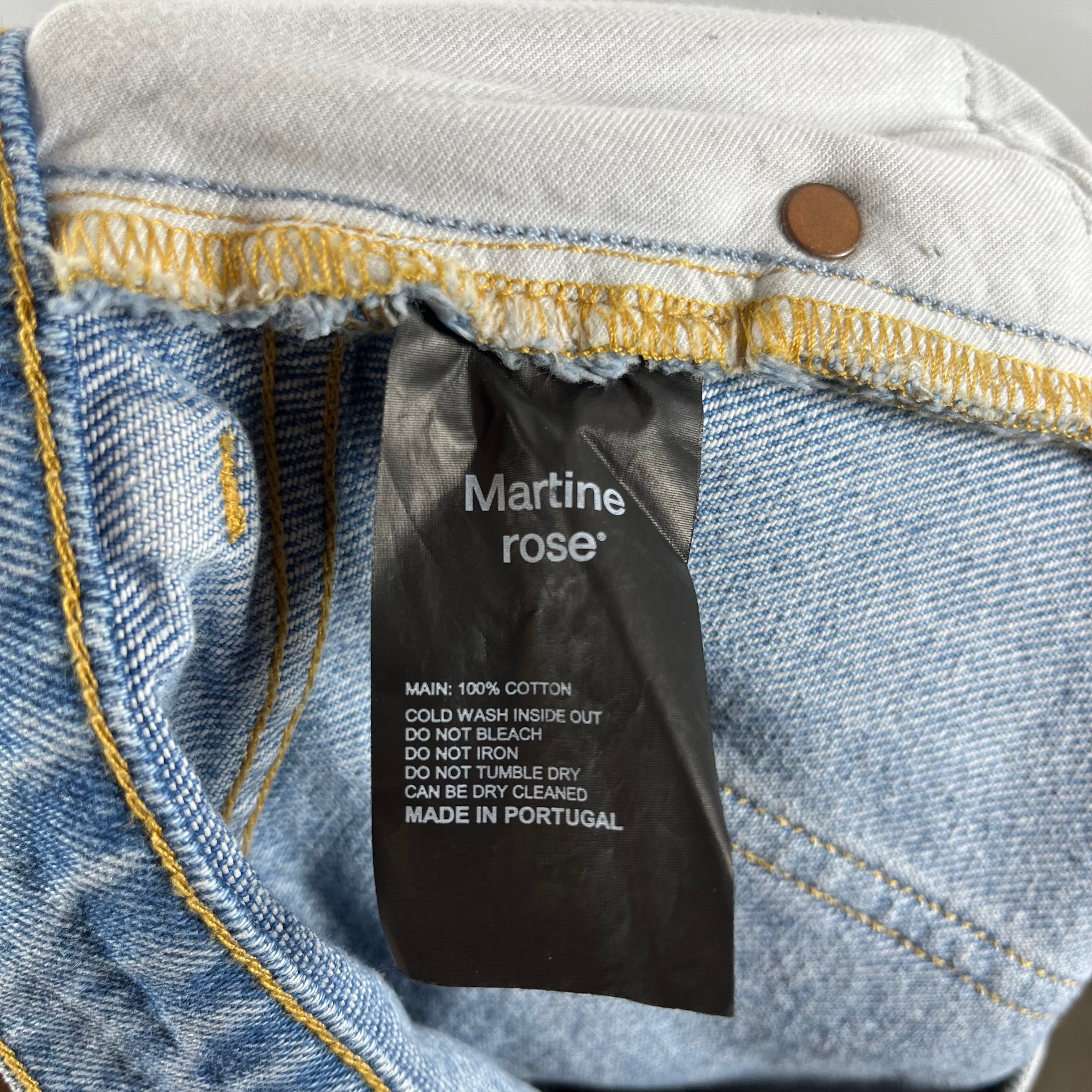 MARTINE ROSE/Pants/S/Denim/NVY/All Over Print/R logo all over view 4
