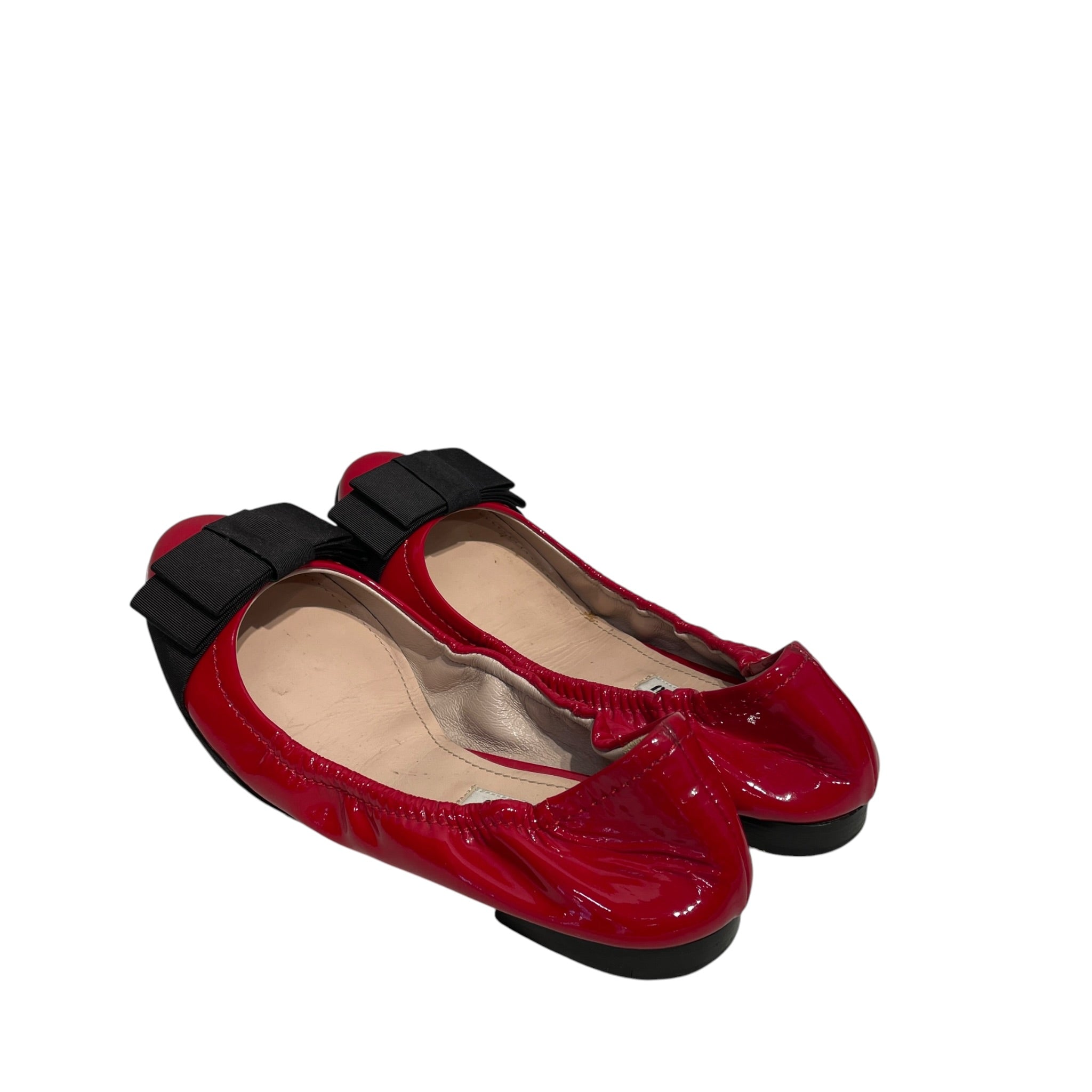 MIU MIU/Flat Shoes/EU 36/Leather/RED/bow flats view 2