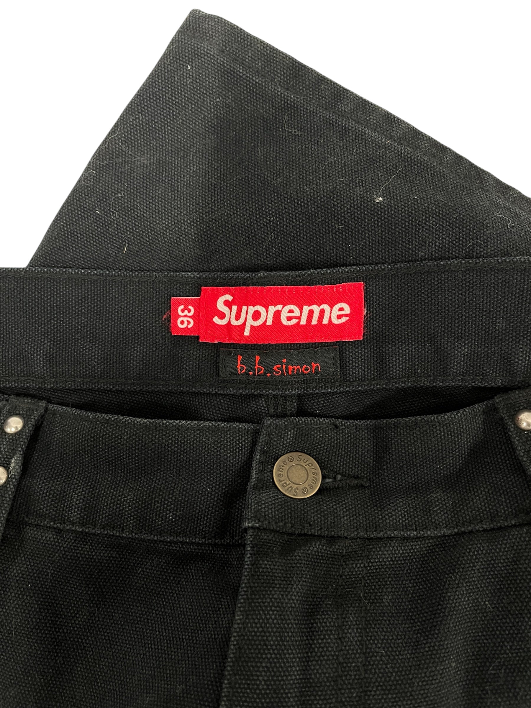 Supreme/b.b.simon/Carpenter Pants/36/Cotton/BLK/double knee studded carpenter view 3