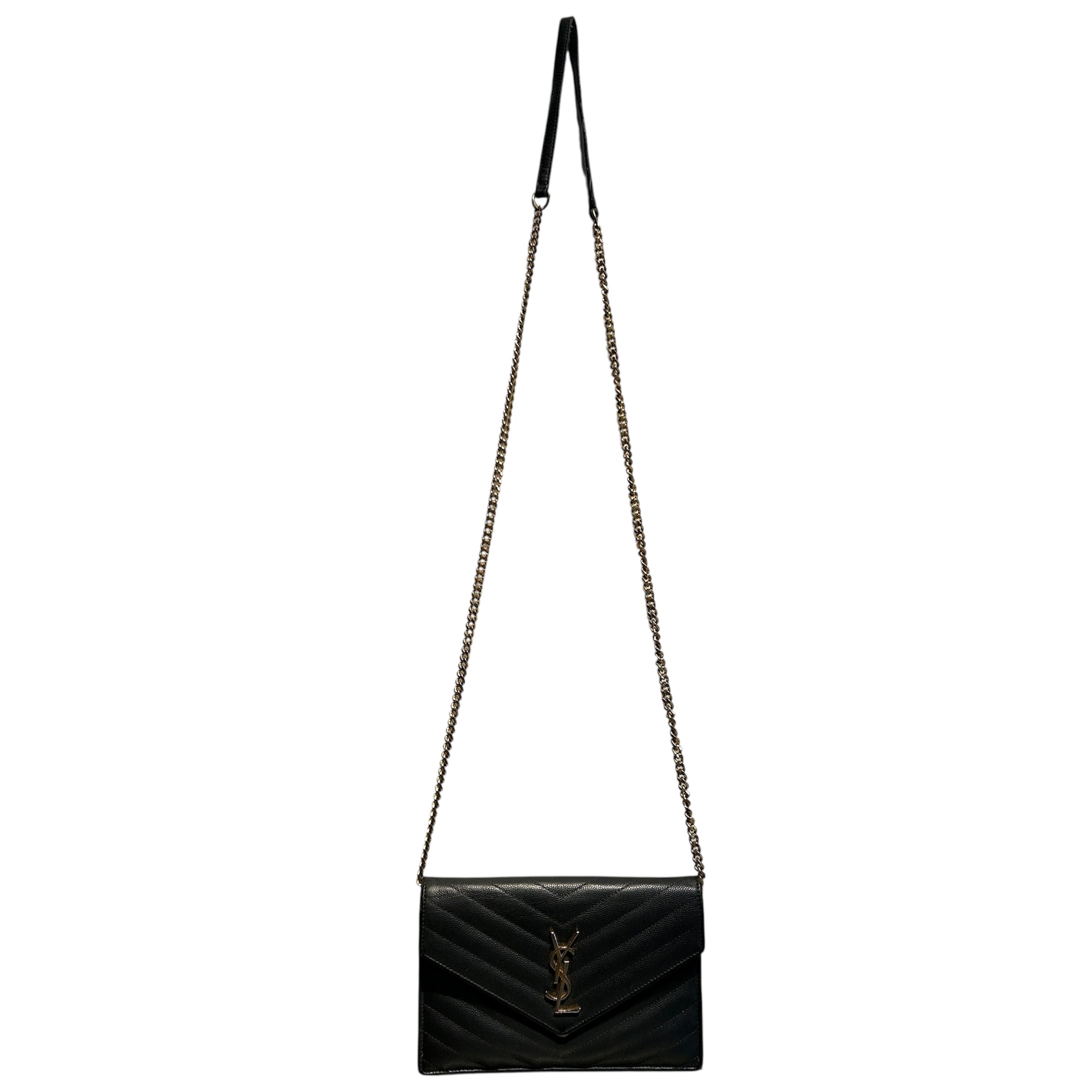YVES SAINT LAURENT/Clutch Bag/Leather/BLK/Wallet On Clutch view 1