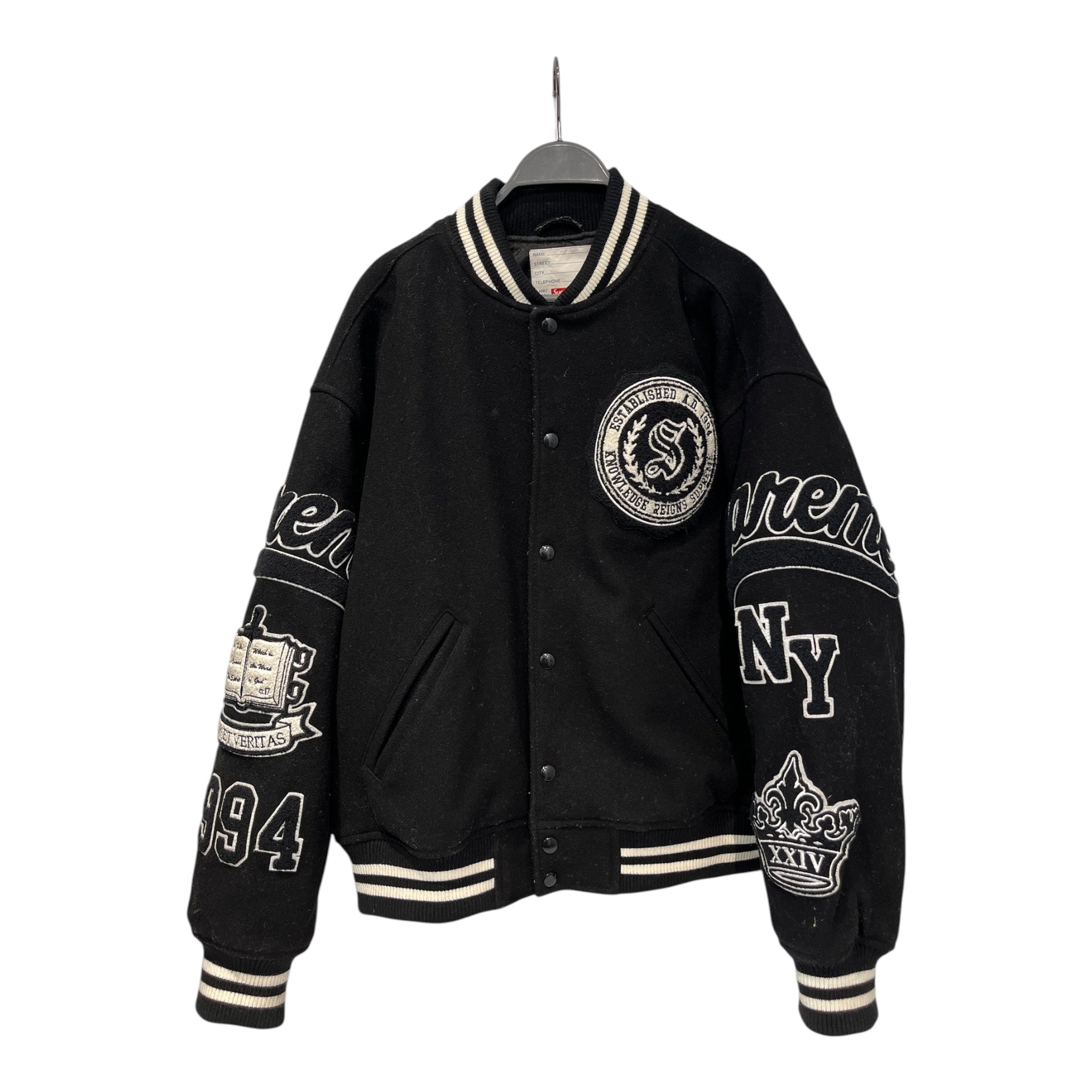 Supreme/Jacket/M/Polyester/BLK/Graphic/RN101837 veritas varsity jkt view 1