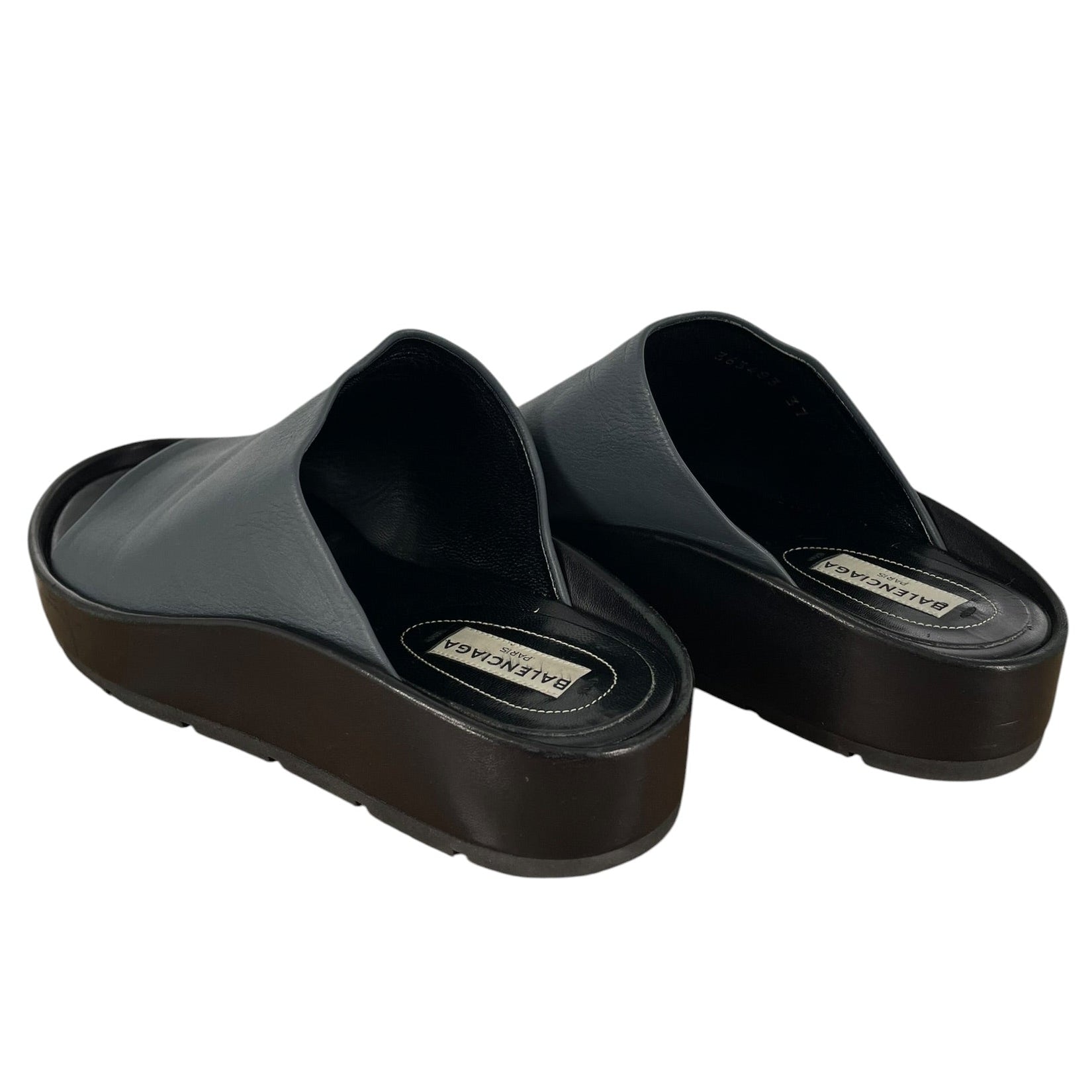 BALENCIAGA/Sandals/US 6/Leather/BLK/GREY STRAP BLACK SANDAL view 2