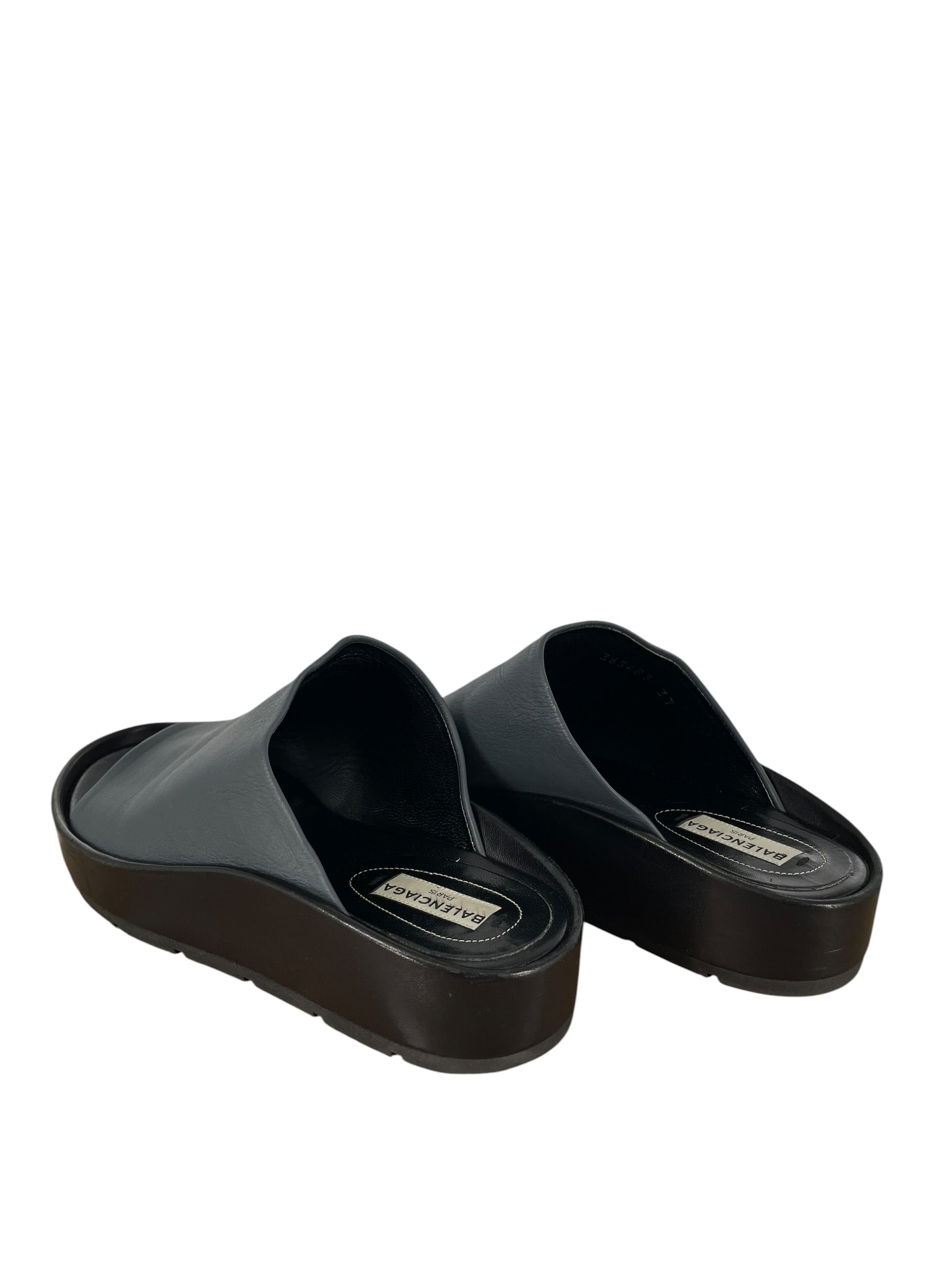 BALENCIAGA/Sandals/US 6/Leather/BLK/GREY STRAP BLACK SANDAL view 2