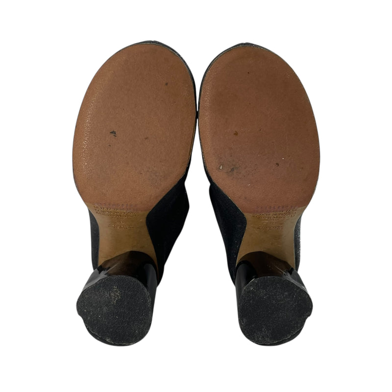 Maison Margiela/Heels/EU 38/Glitter/Leather/BLK/CRINKLED HEEL