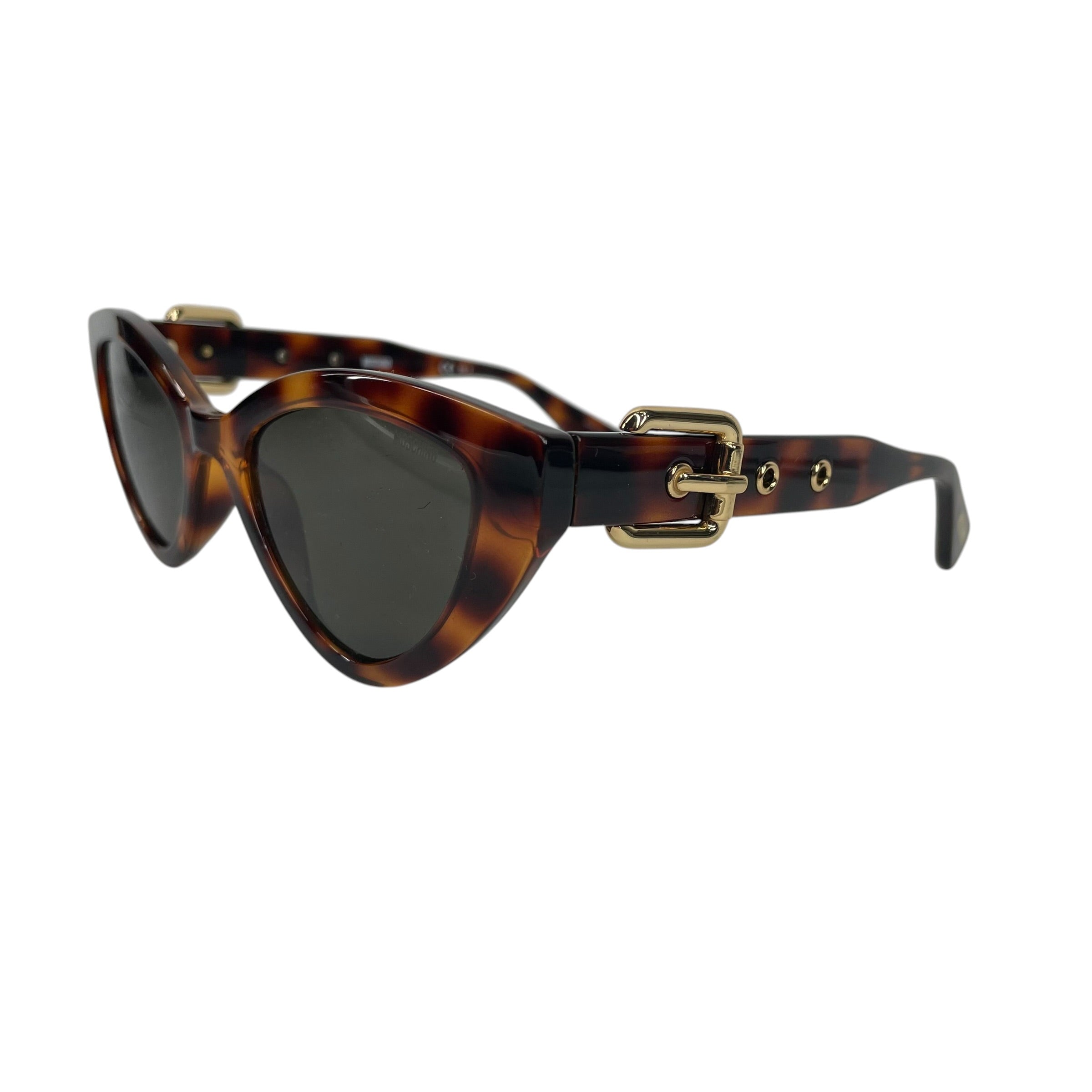 MOSCHINO/Sunglasses/All Over Print/Tortoiseshell Pattern/BRW/Oval/GOLD BELT BUCKLE ON ARMS view 2