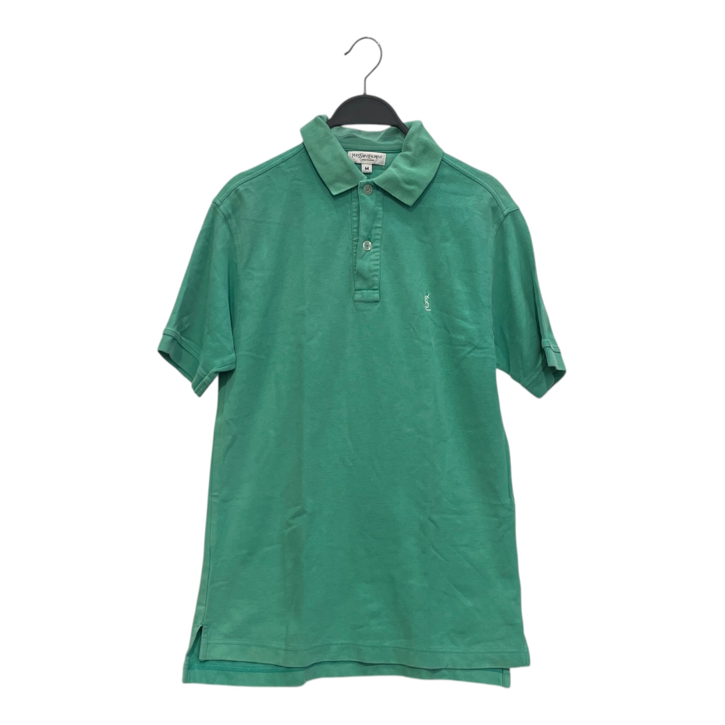 YVES SAINT LAURENT/Polo Shirt/M/Cotton/GRN/YSL EMBRIODERED FADE view 1