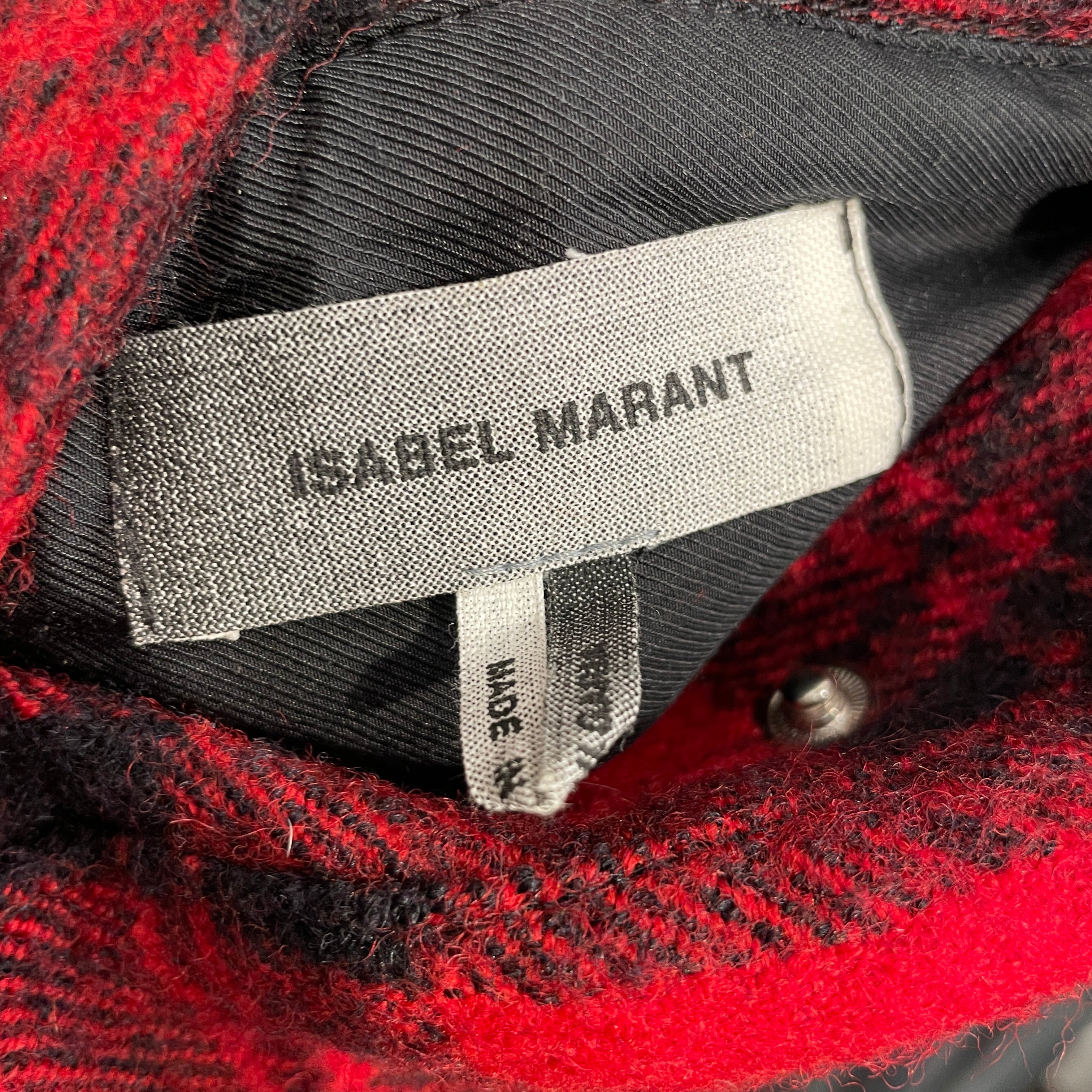 ISABEL MARANT/Windbreaker/M/Wool/RED/Plaid/REVERSIBLE NYLON INNER view 3