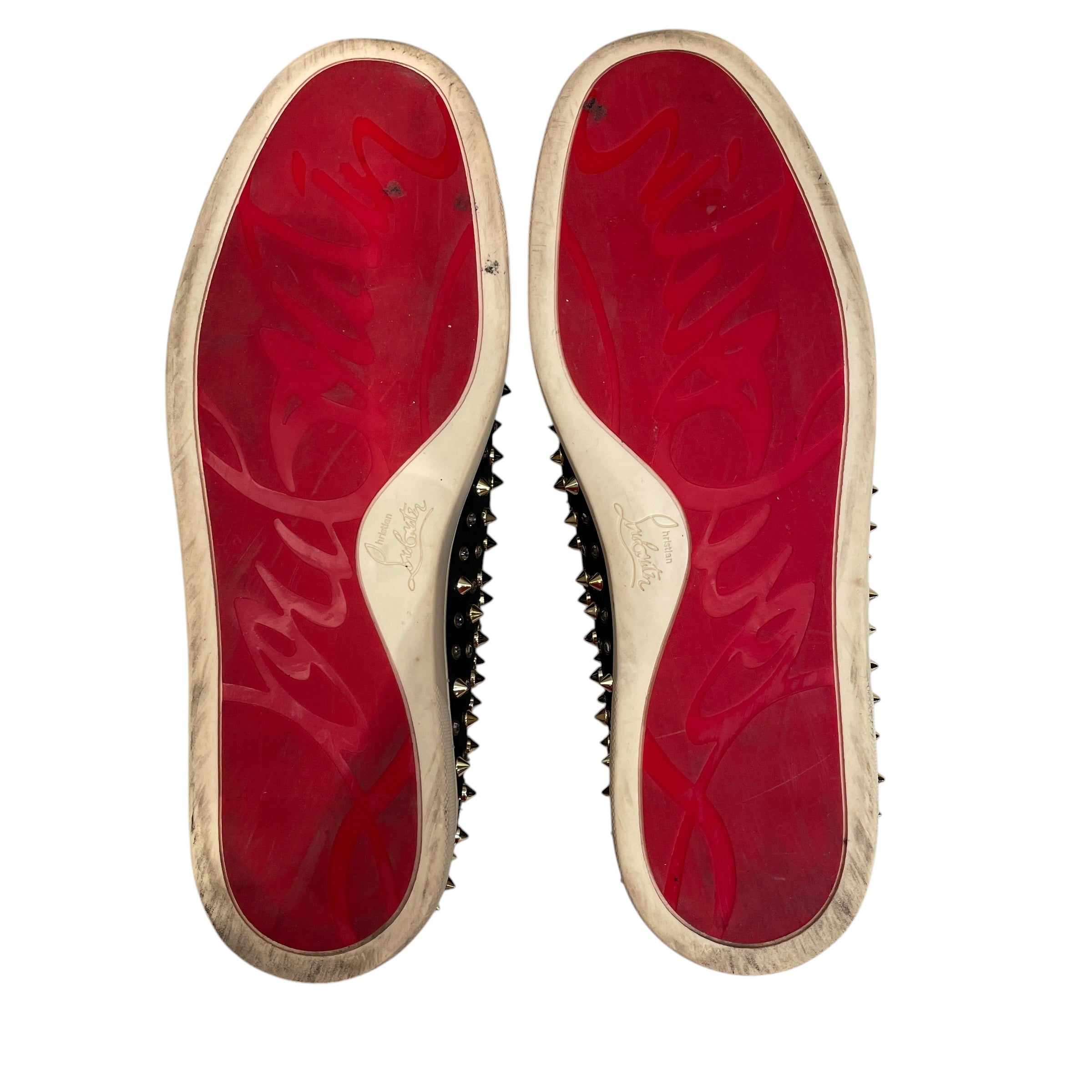 Christian Louboutin/Low-Sneakers/EU 44/Suede/BLK/GOLD STUDS/PEARL STUDS view 4