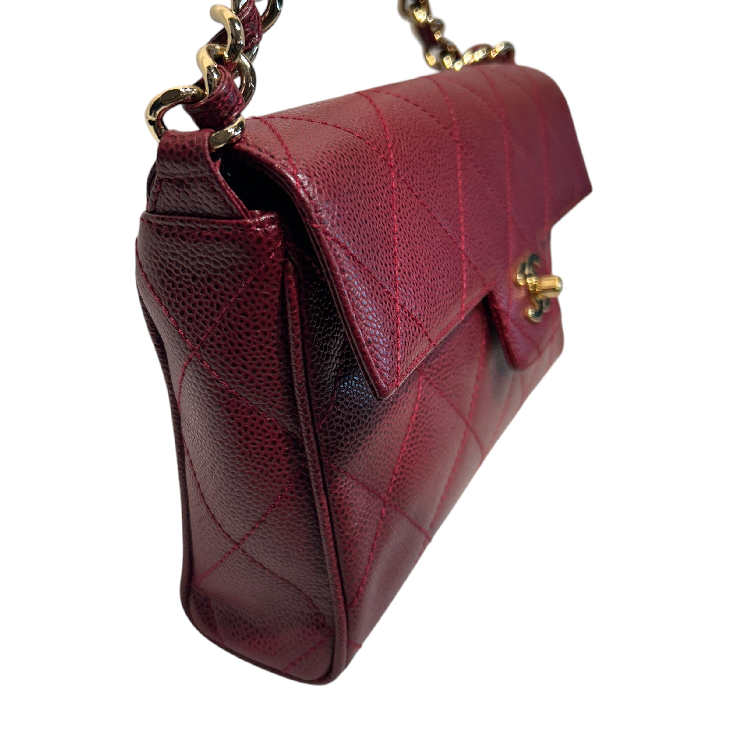 CHANEL/Hand Bag/Leather/RED/Caviar Flap Bag view 6