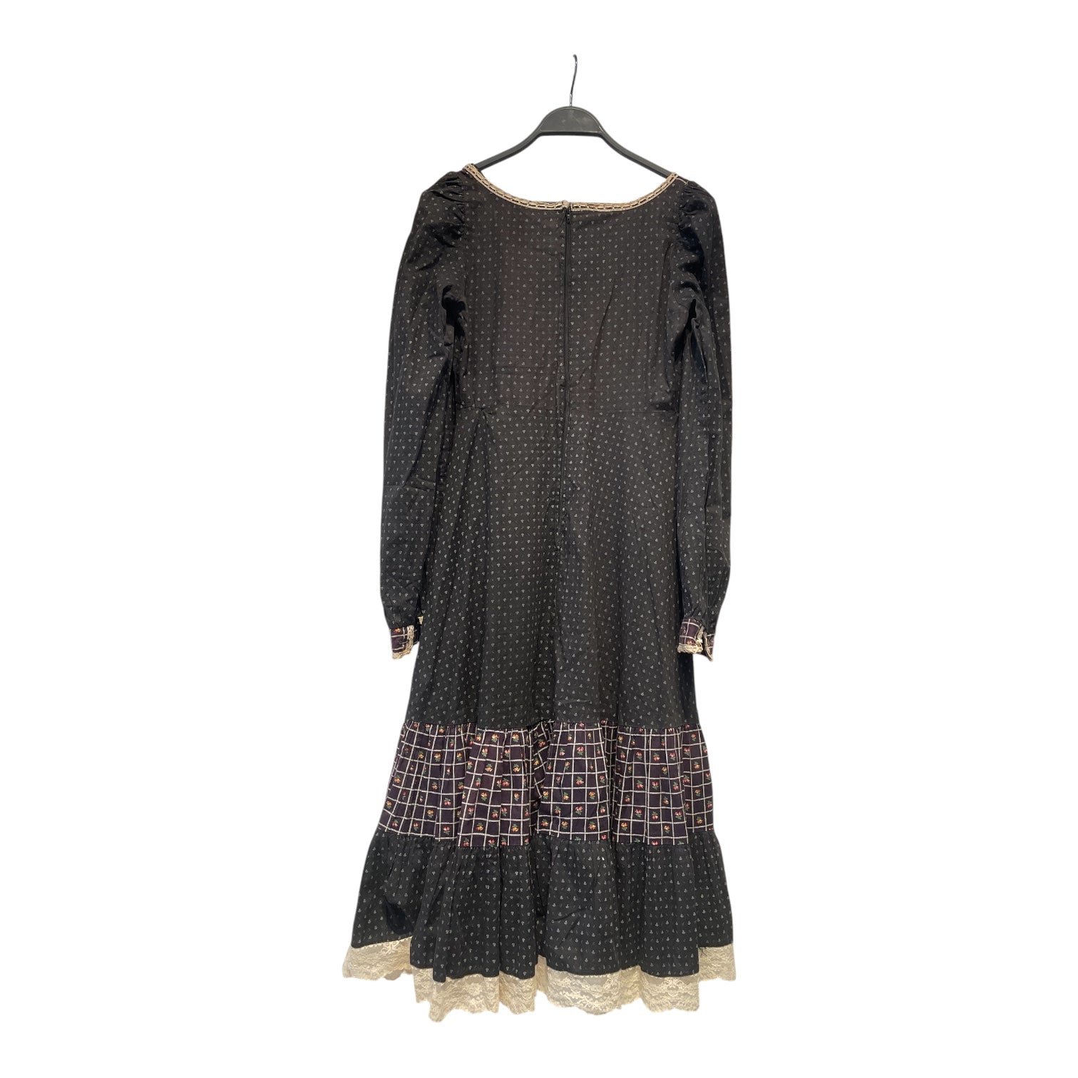 GUNNE SAX/Camisole Dress/M/Floral Pattern/Cotton/BLK/LACE TRIM view 2