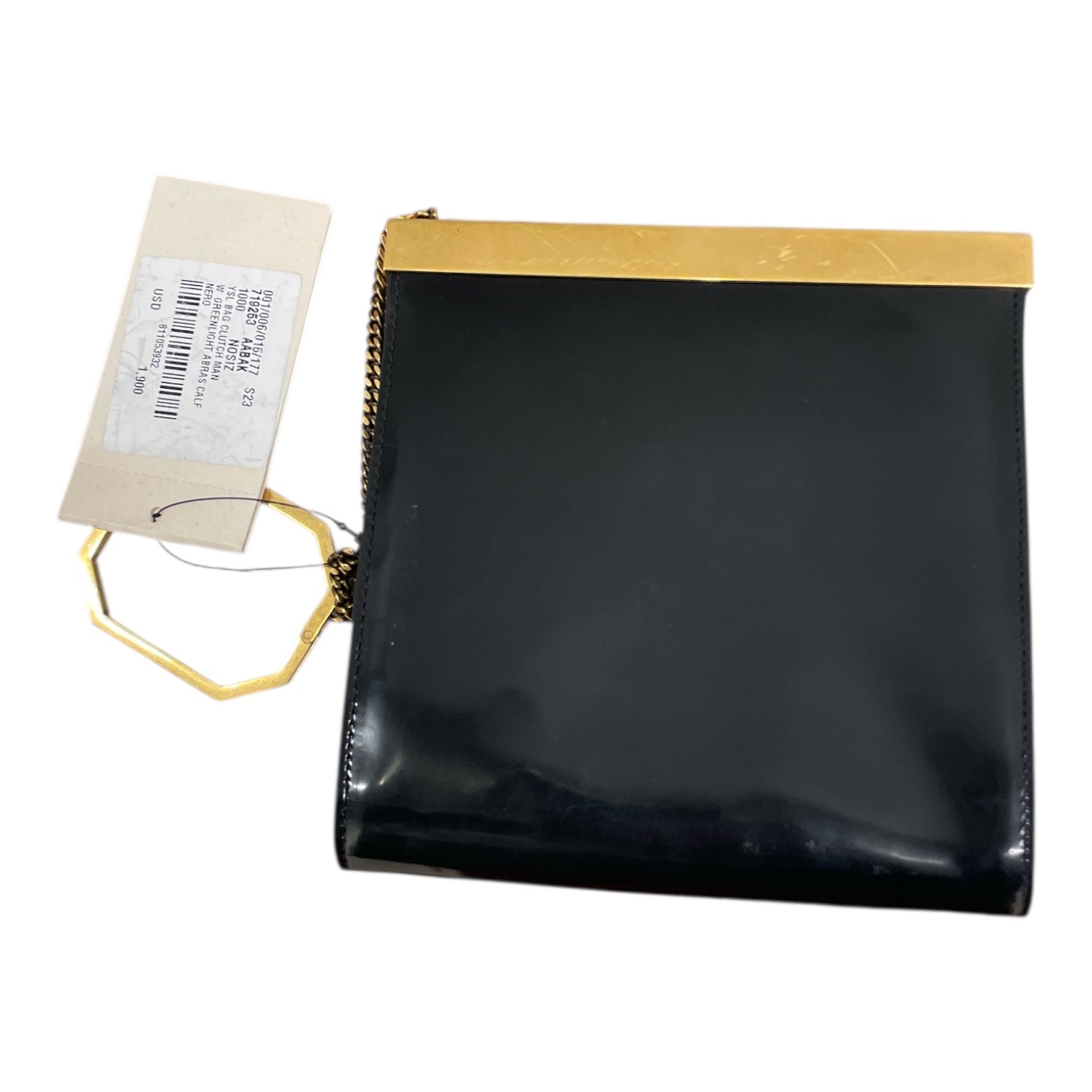 SAINT LAURENT/Clutch Bag/Leather/BLK/bracelet w chain link view 2