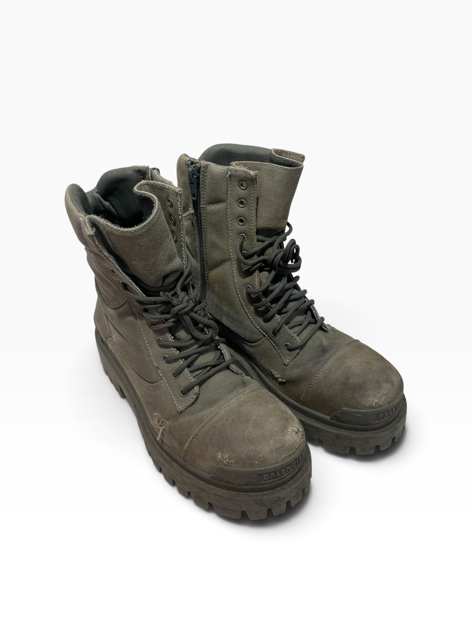 BALENCIAGA/Boots/US 5.5/Cotton/GRN/lace combat view 1