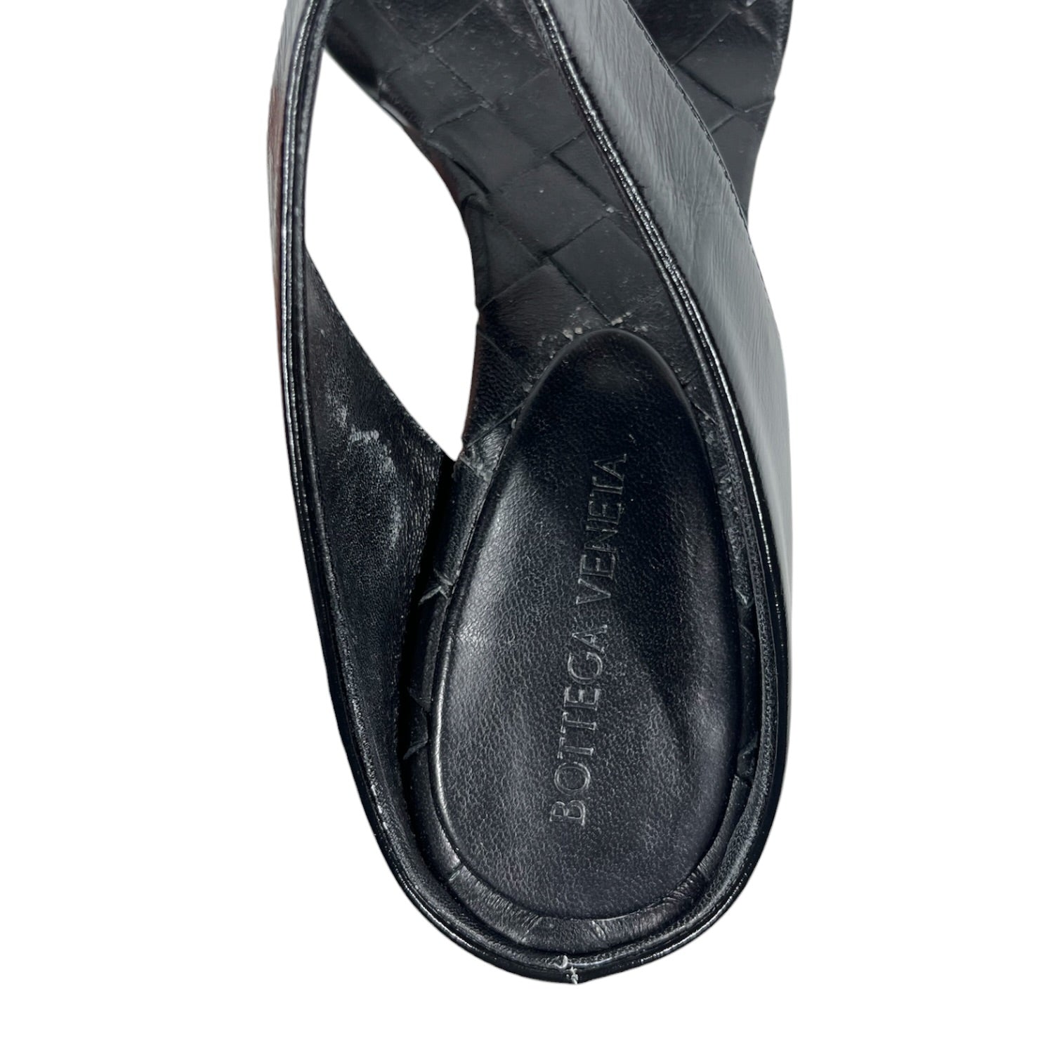 BOTTEGA VENETA/Sandals/EU 39/Leather/BLK/WOVEN THONG SANDALS view 3