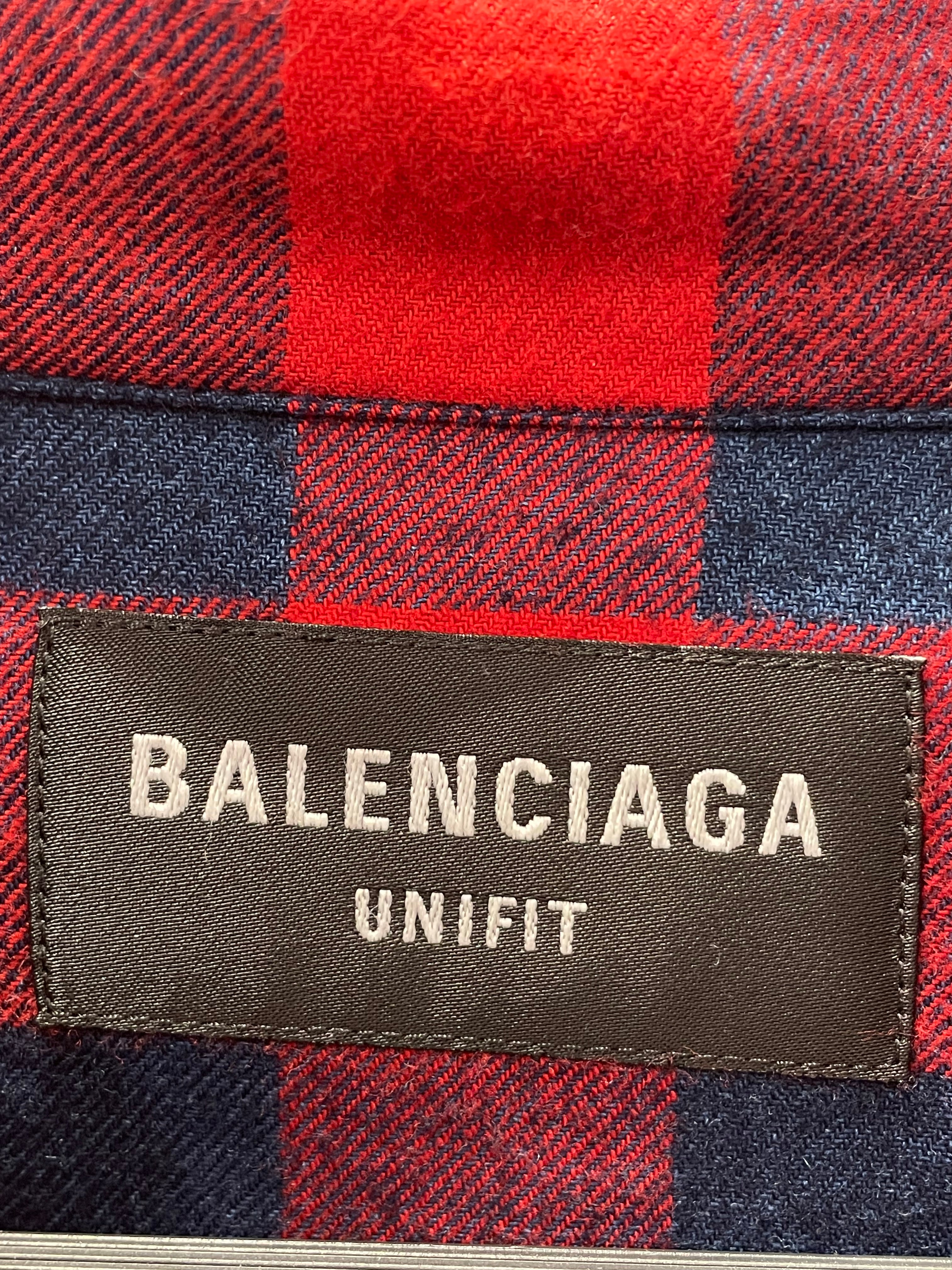 BALENCIAGA/Flannel Shirt/M/Cotton/RED/Plaid/hybrid button up flannel view 3