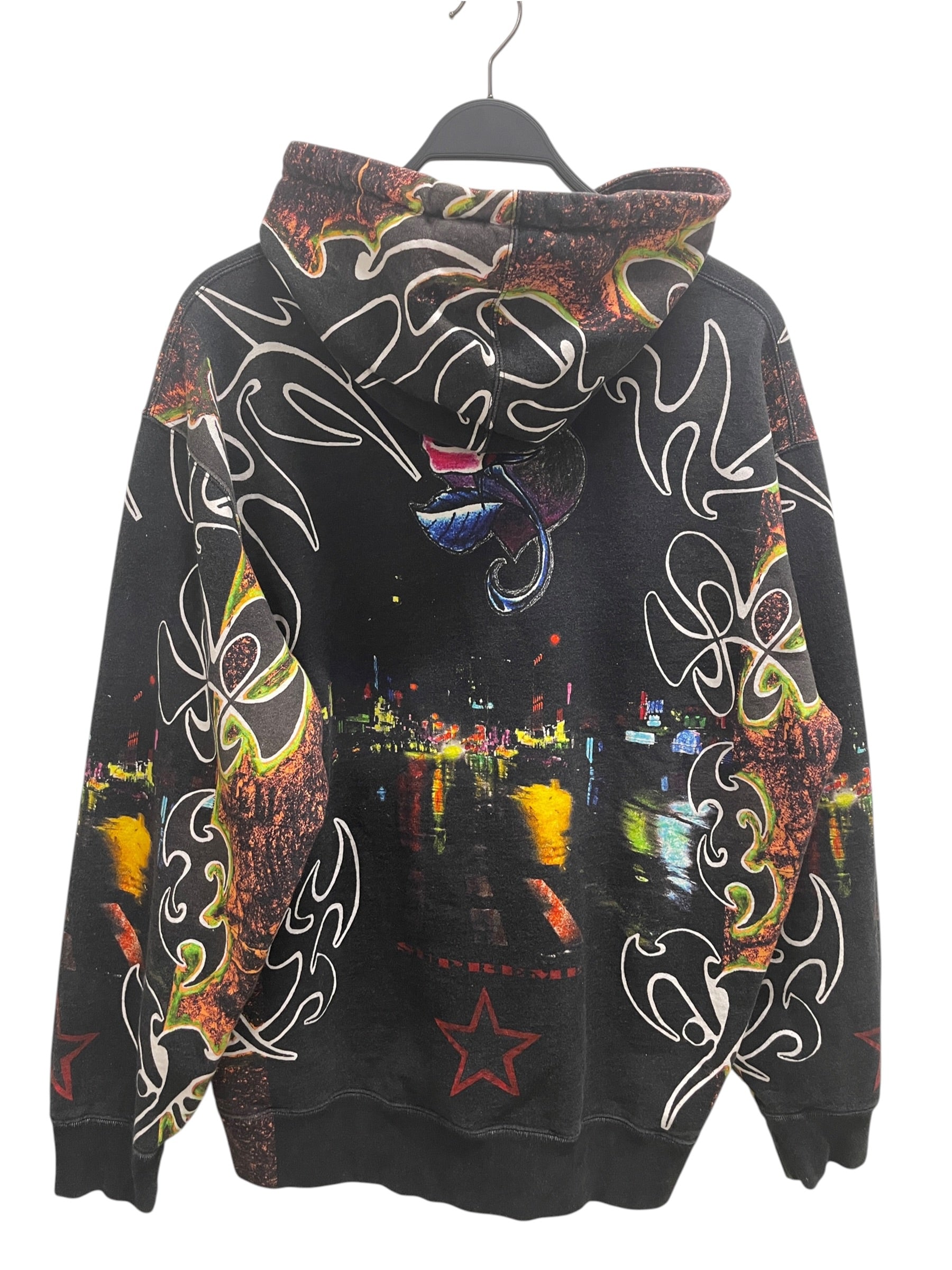 Supreme/Hoodie/L/All Over Print/Cotton/BLK/night time city print view 2