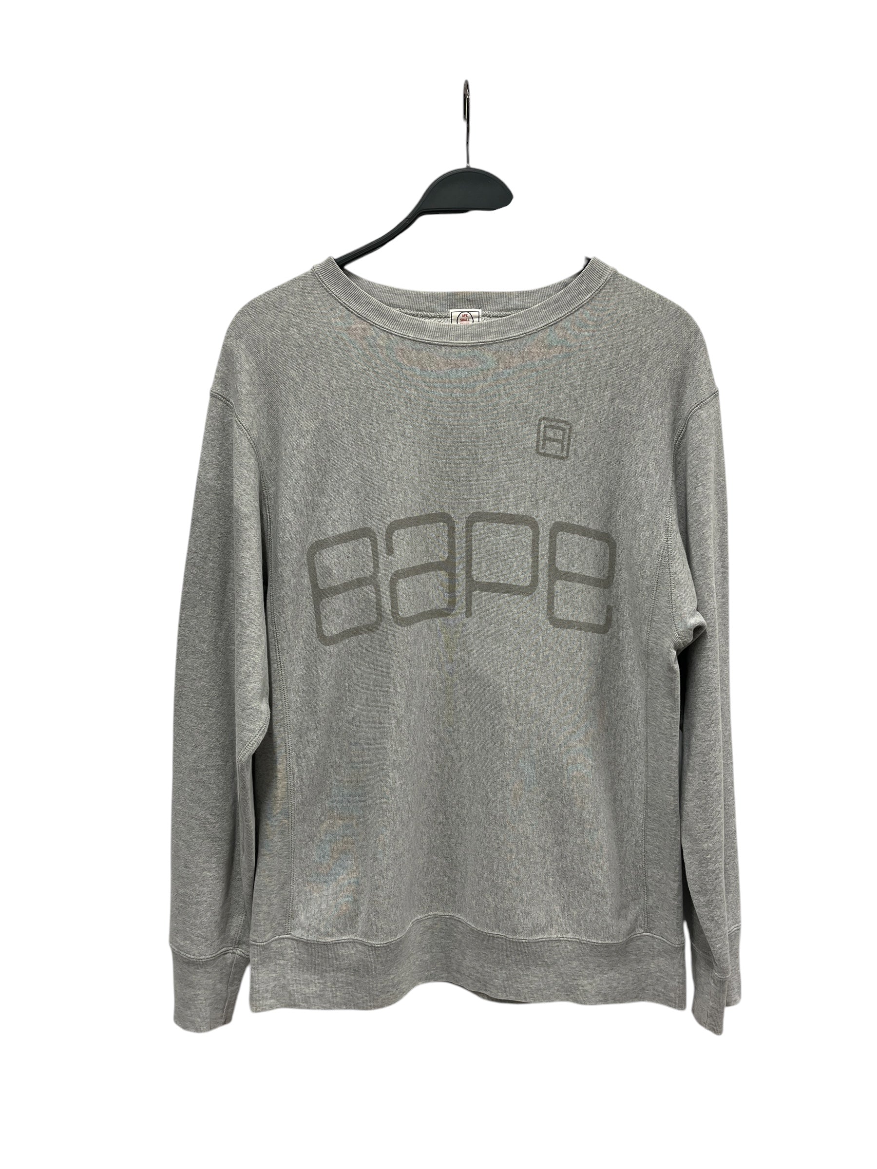A BATHING APE/Sweatshirt/M/Graphic/Cotton/GRY/Pullover/DIGITAL MONOCHROME LOGO PRINT view 1