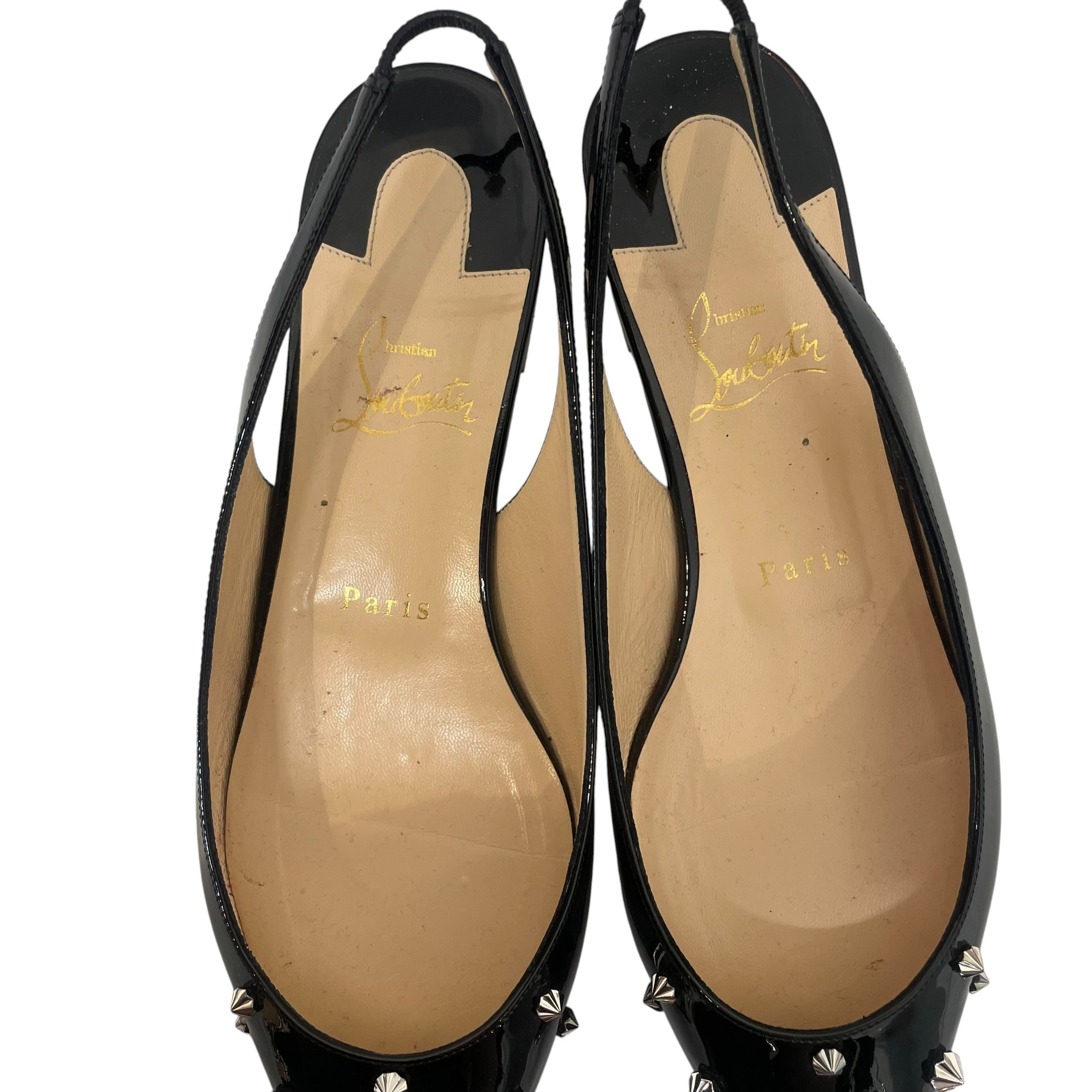 Christian Louboutin/Flat Shoes/EU 39/Leather/BLK/Drama Sling Wth Studs view 3