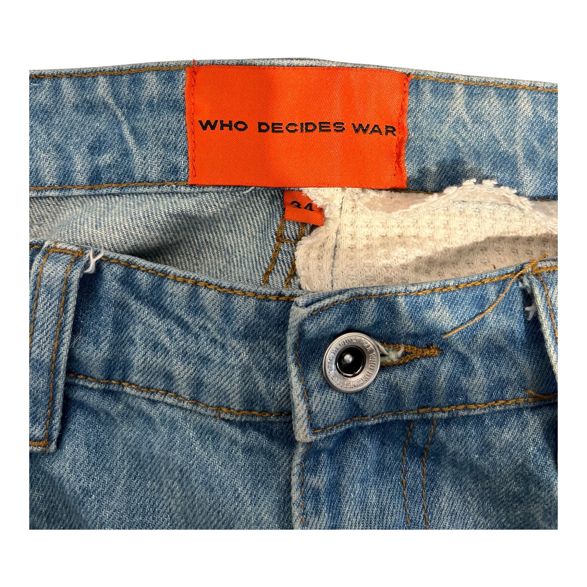 WHO DECIDES WAR/Bootcut Pants/34/Cotton/BLU/Distressed/Graphic/DISTRESSED-GLASS WINDOWS view 3