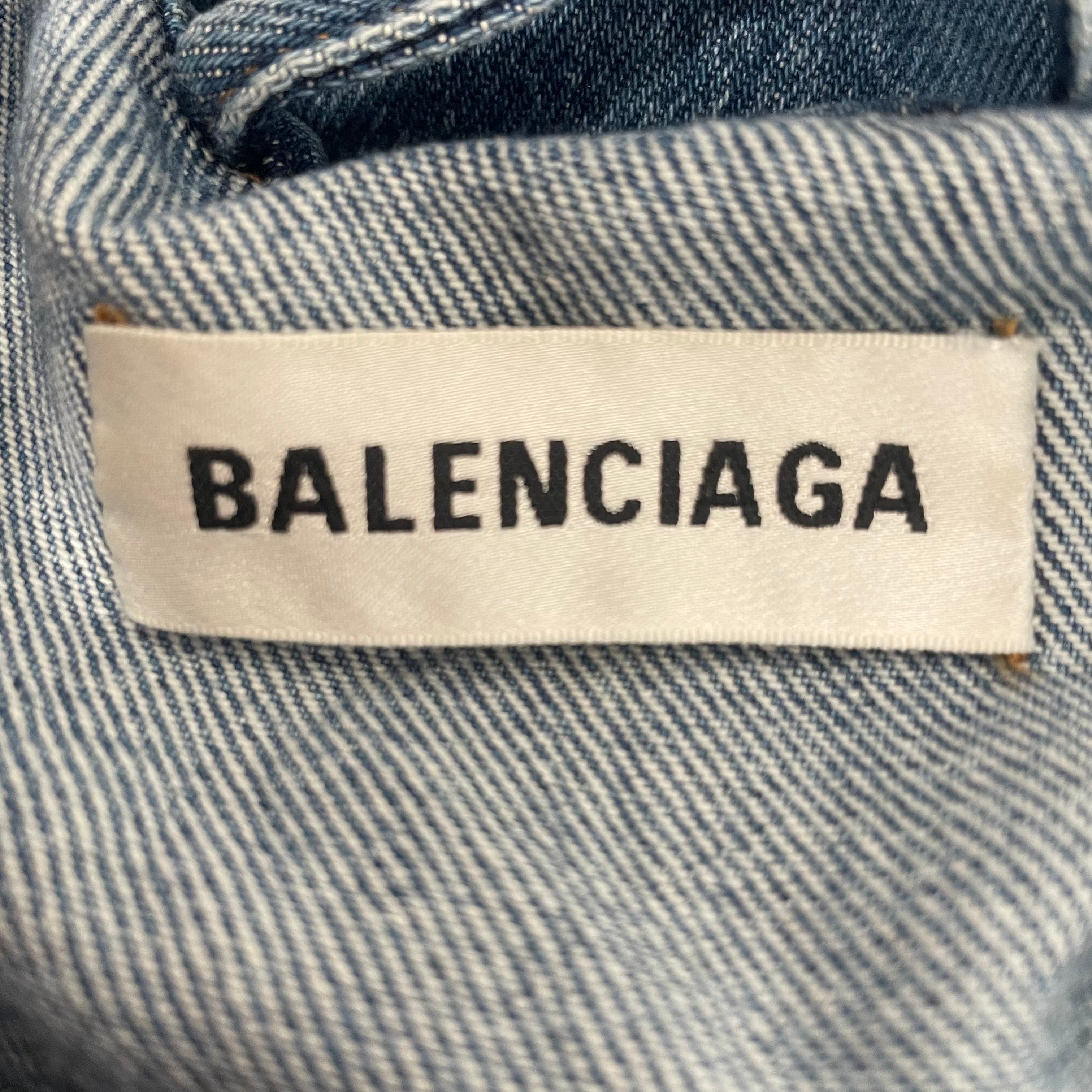 BALENCIAGA/Denim Jkt/34/Denim/BLU/BLACKSTITCHNECK view 3