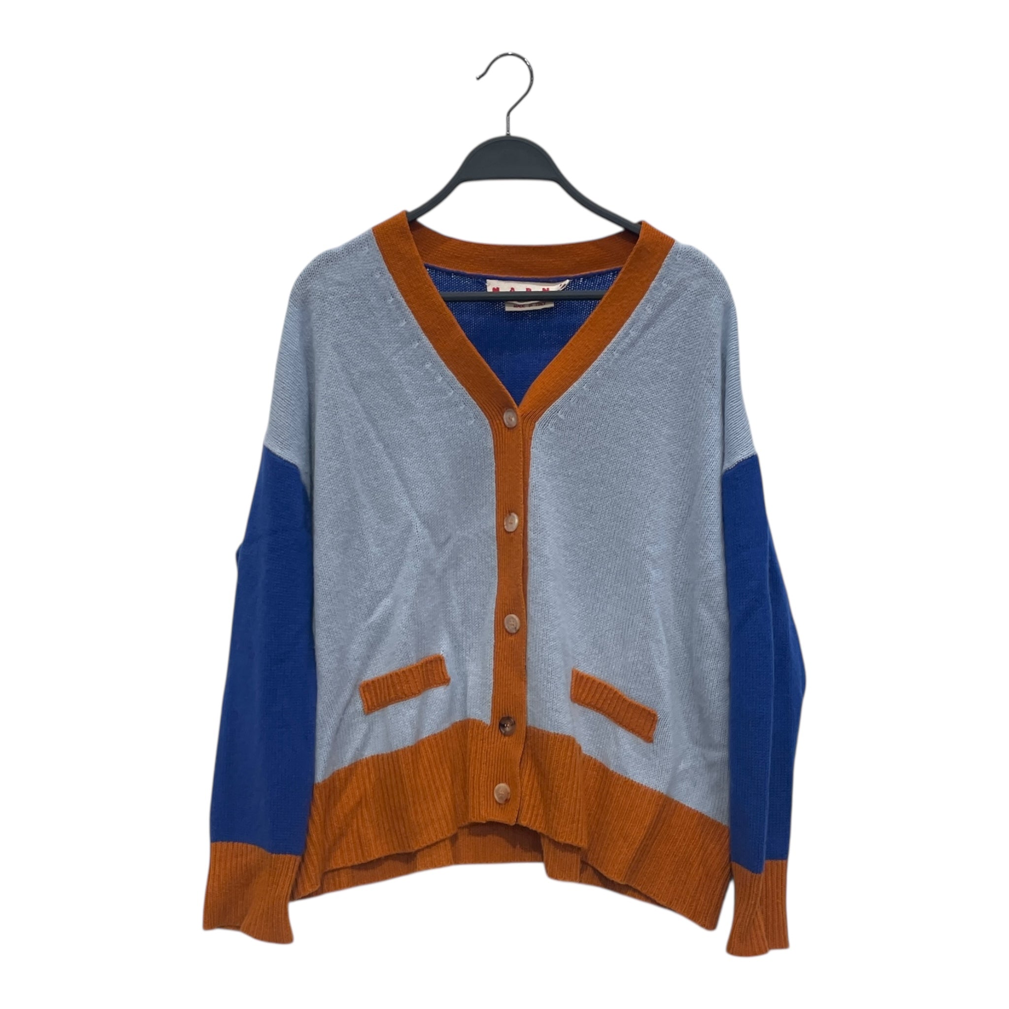 MARNI/Cardigan/42/Cashmere/BLU/ORANGE POCKETS view 1