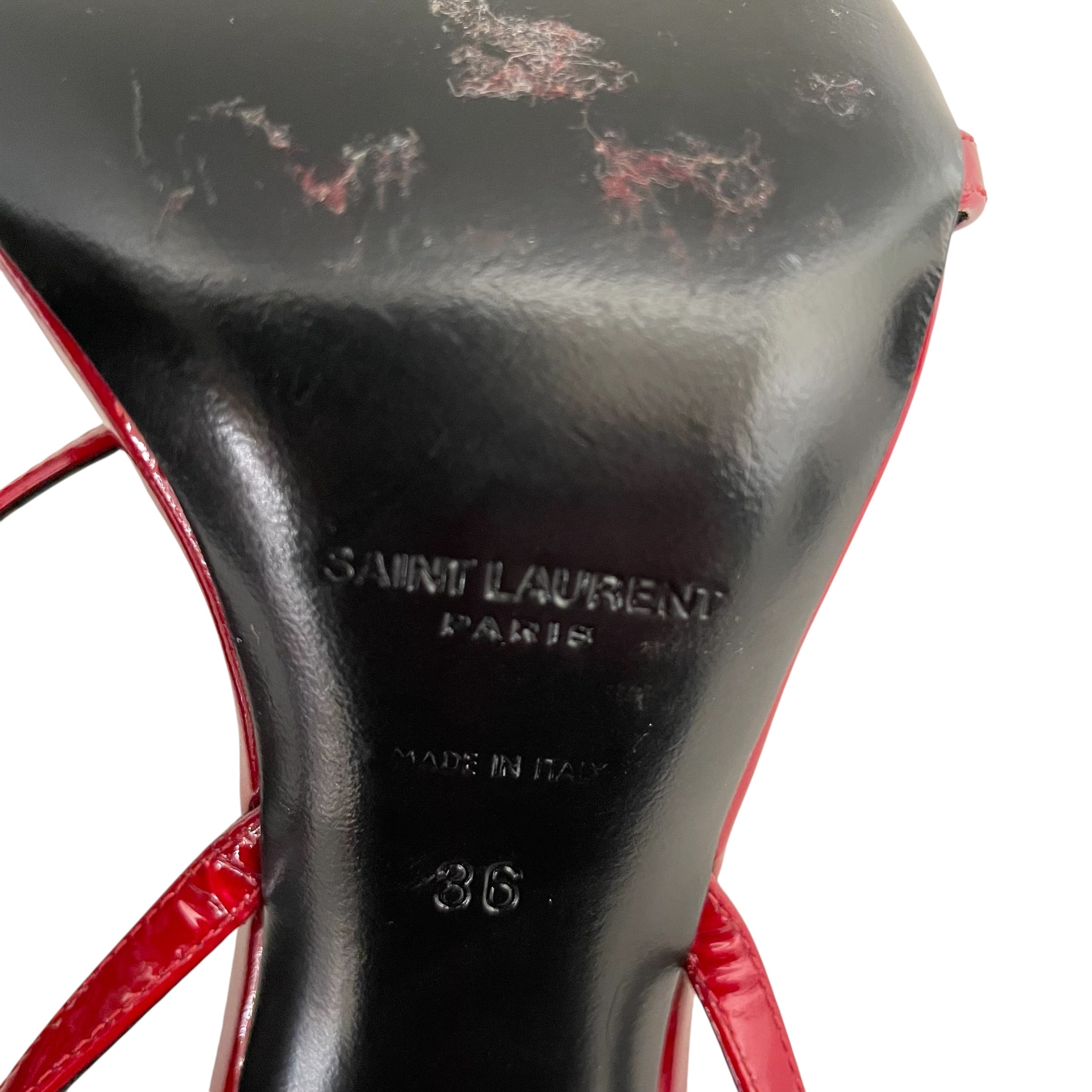 SAINT LAURENT/Heels/EU 36/RED/CRYSTAL BUCKLE STRAP view 6